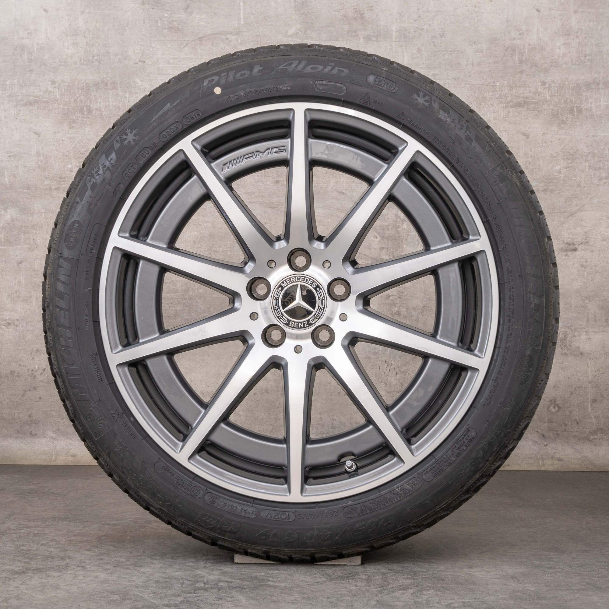 Oryginał Mercedes Benz Klasa E AMG E63 & S koła zimowe 19 cali W213 S213 felgi A2134016900 A2134017000 himalaya szary Polerowane