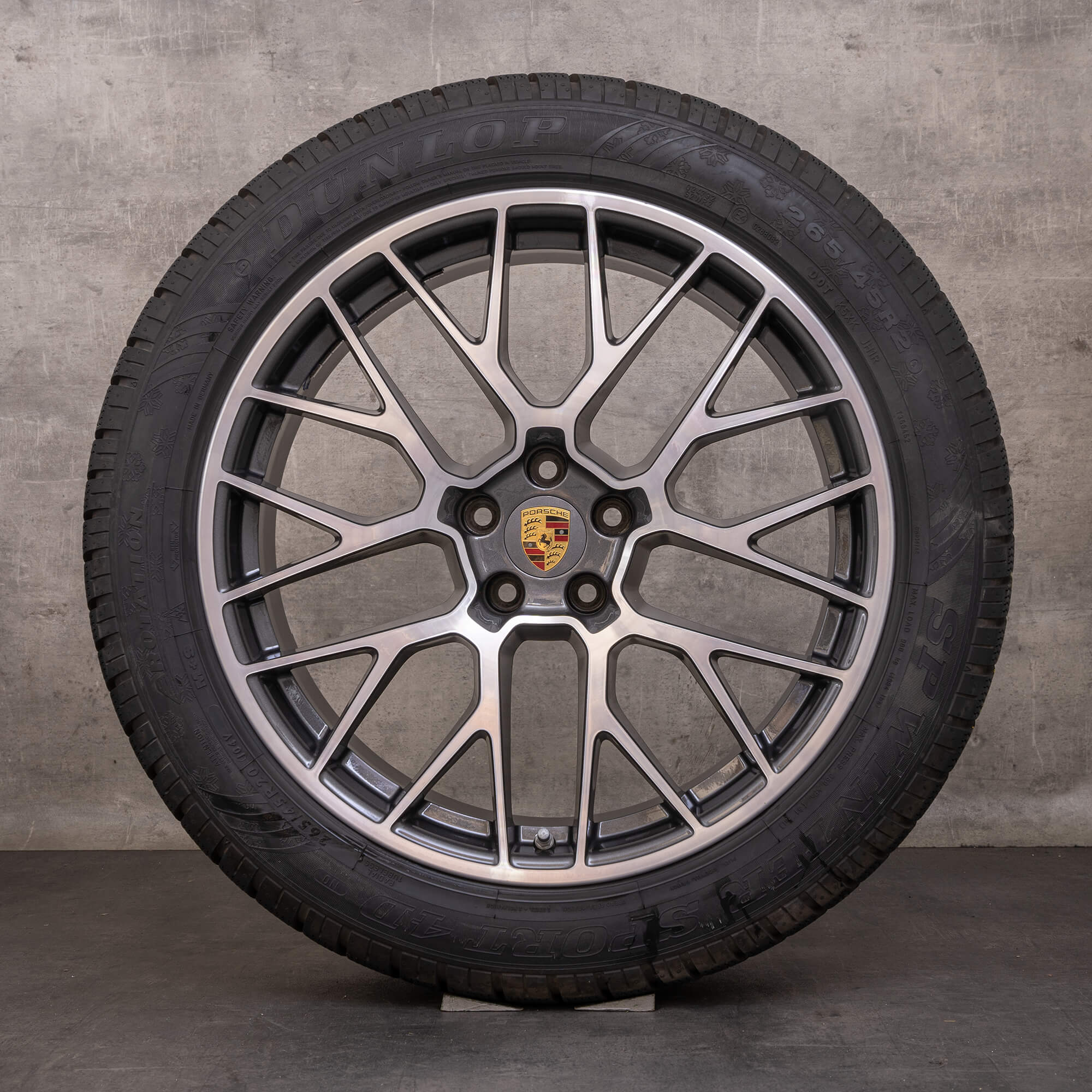 Anvelope de iarnă originale Porsche Macan 20 inch I & II jante RS Spyder 95B601025DS 95B601025DT titan Lucios