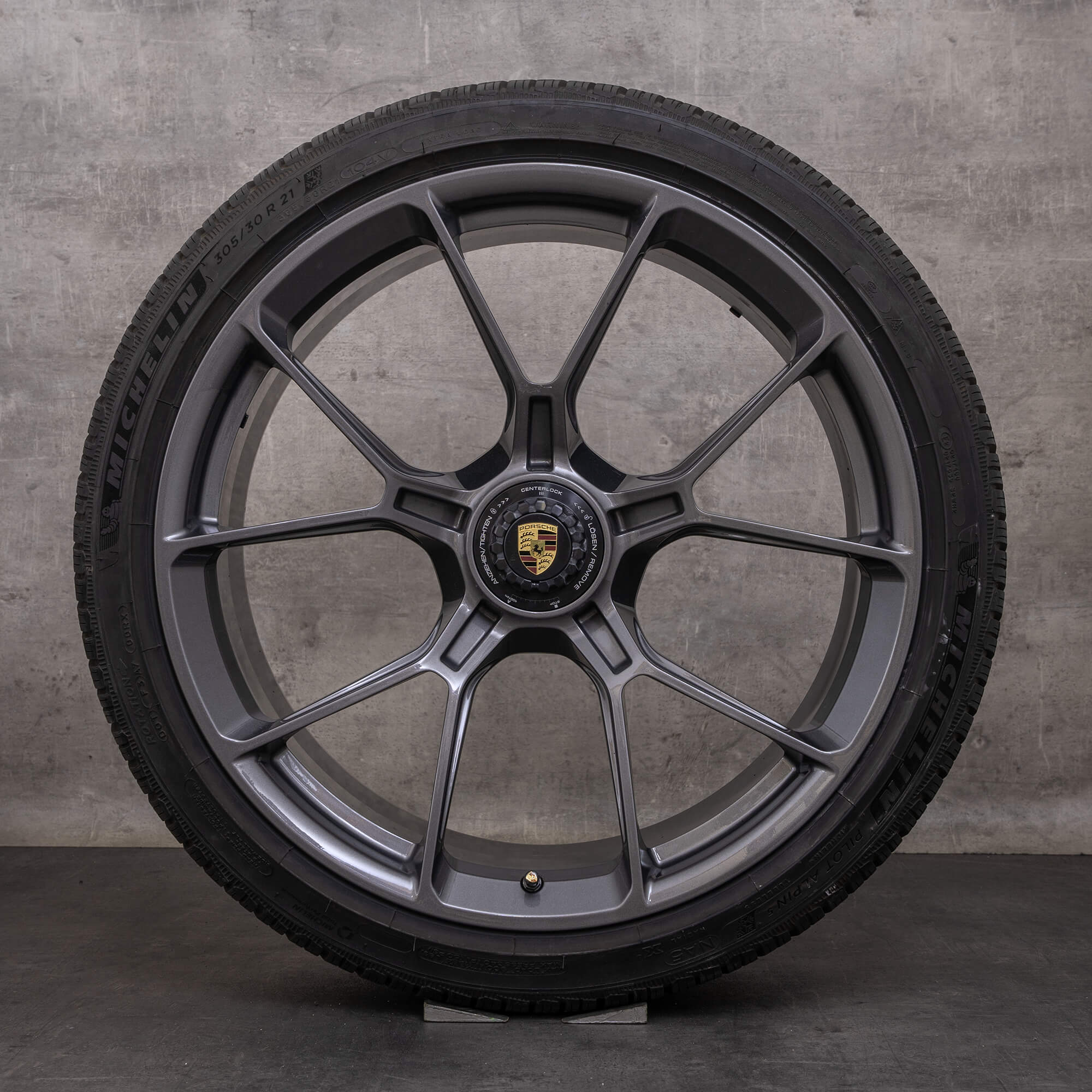 Originale Porsche 911 vinterdæk med fælge 20 21 tommer 992 I GT3 & RS 9GT601025B 9GT601025C agatgrå metallic