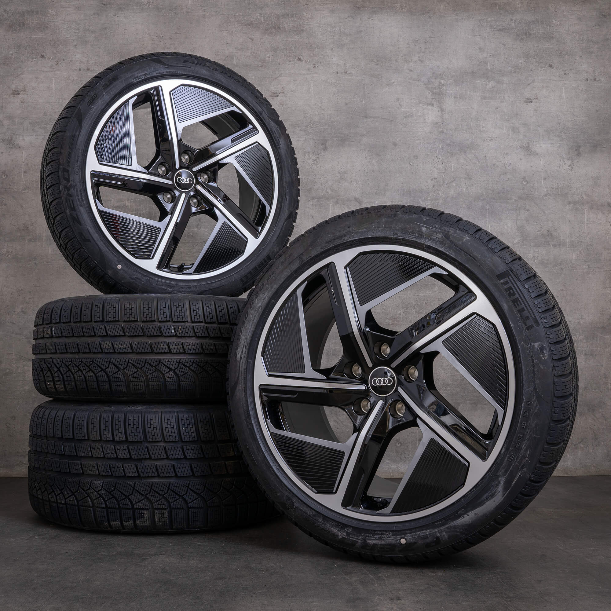 Original Audi e-tron Winterräder 20 Zoll GT RS Felgen 4J3601025DL 4J3601025DM schwarz glanzgedreht NEU