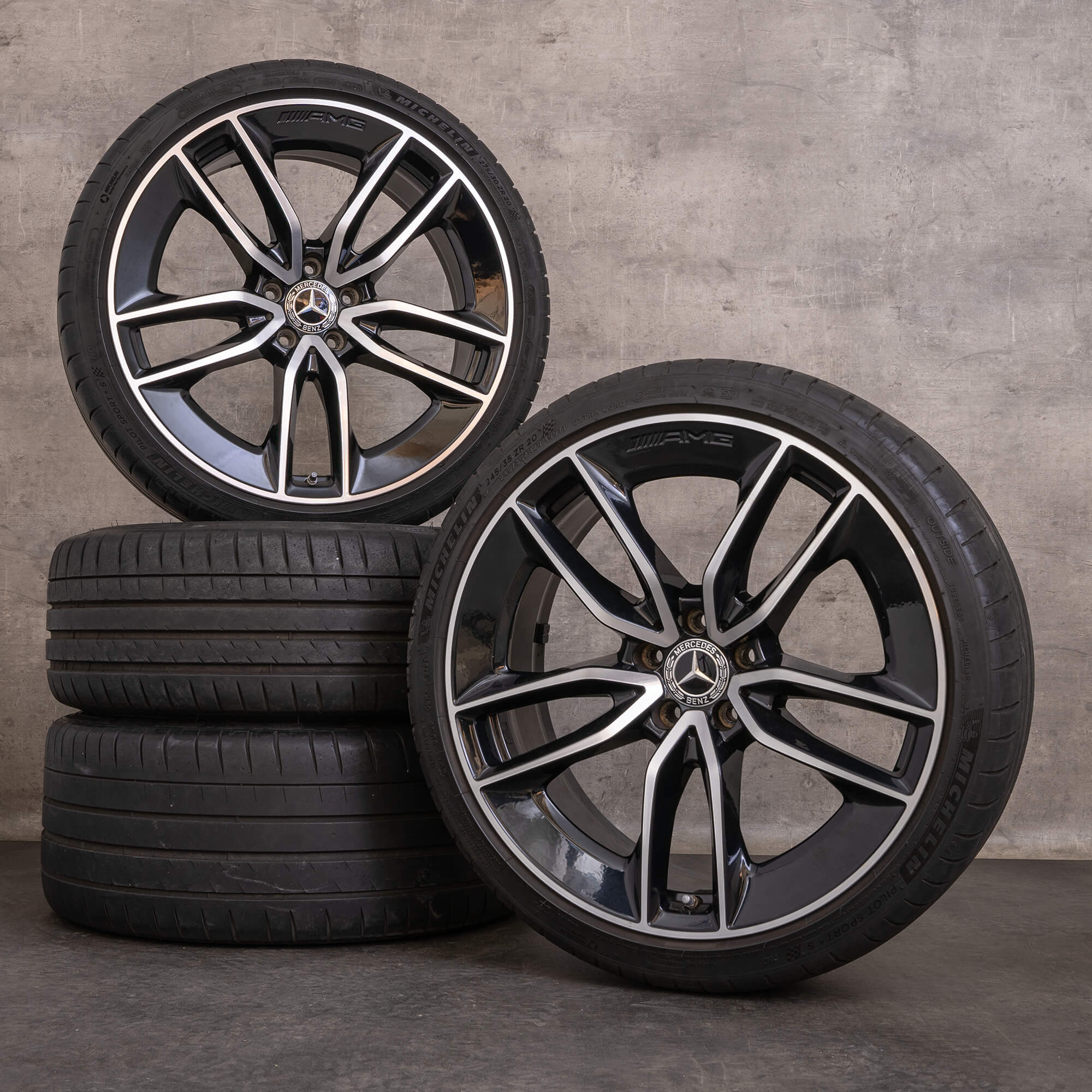 Orijinal Mercedes Benz CLS 53 AMG jantlar 20 inç C257 4Matic yaz jant lastik A2574013100 A2574012200 siyah parlak tornalı