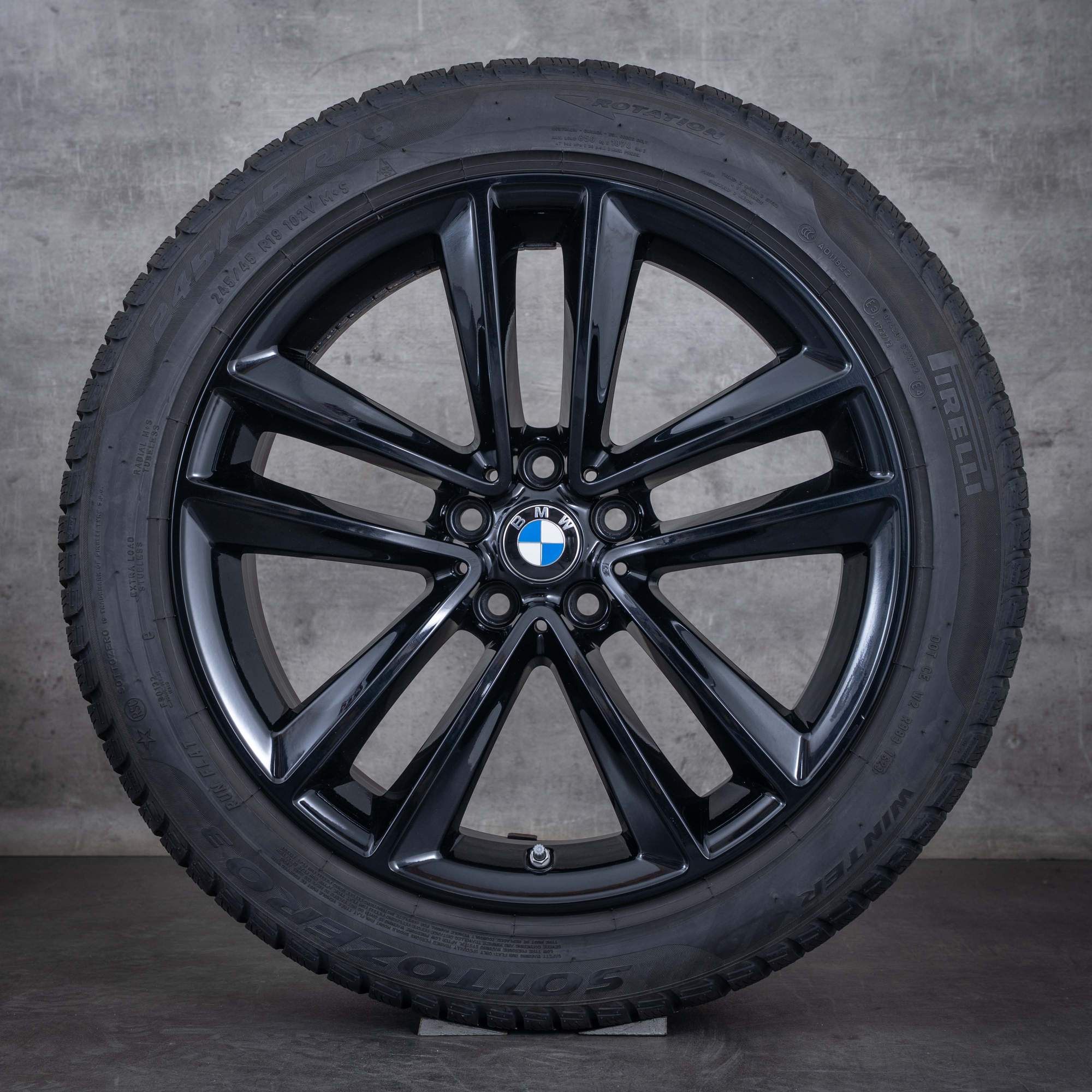Oryginalne koła zimowe BMW serii 6 GT 7 19 cali G32 G11 G12 felgi 6863114 630 czarny błyszczący