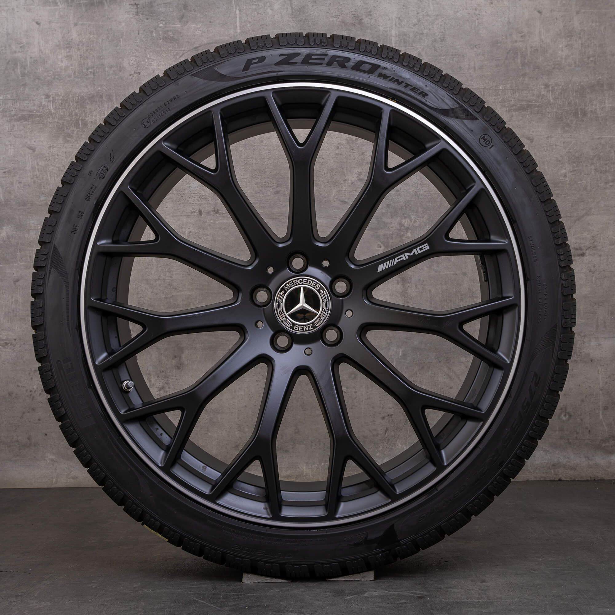 Originale Mercedes Benz SL AMG vinterhjul 21 tommers R232 felger A2324012700 A2324012800 svart matt blank snudd NY