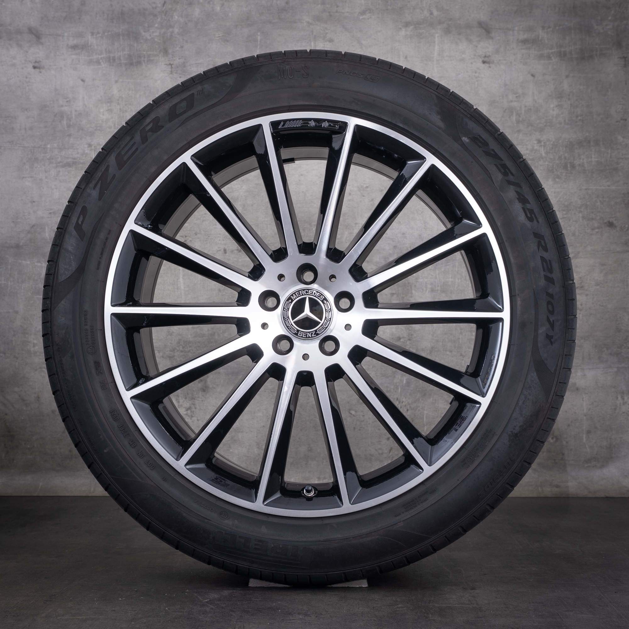 OEM Mercedes-Benz GLE AMG 21inch V167 summer wheels A1674013400 A1674013500 Black Front diamond cut