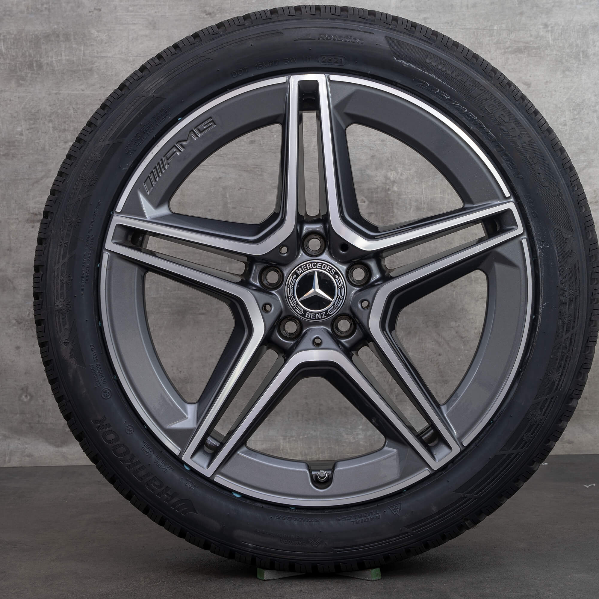 Orijinal Mercedes Benz GLC & 43 AMG kış jant lastik 19 inç C253 jantlar A2534015300 A2534015400 himalaya gri parlak tornalanmış