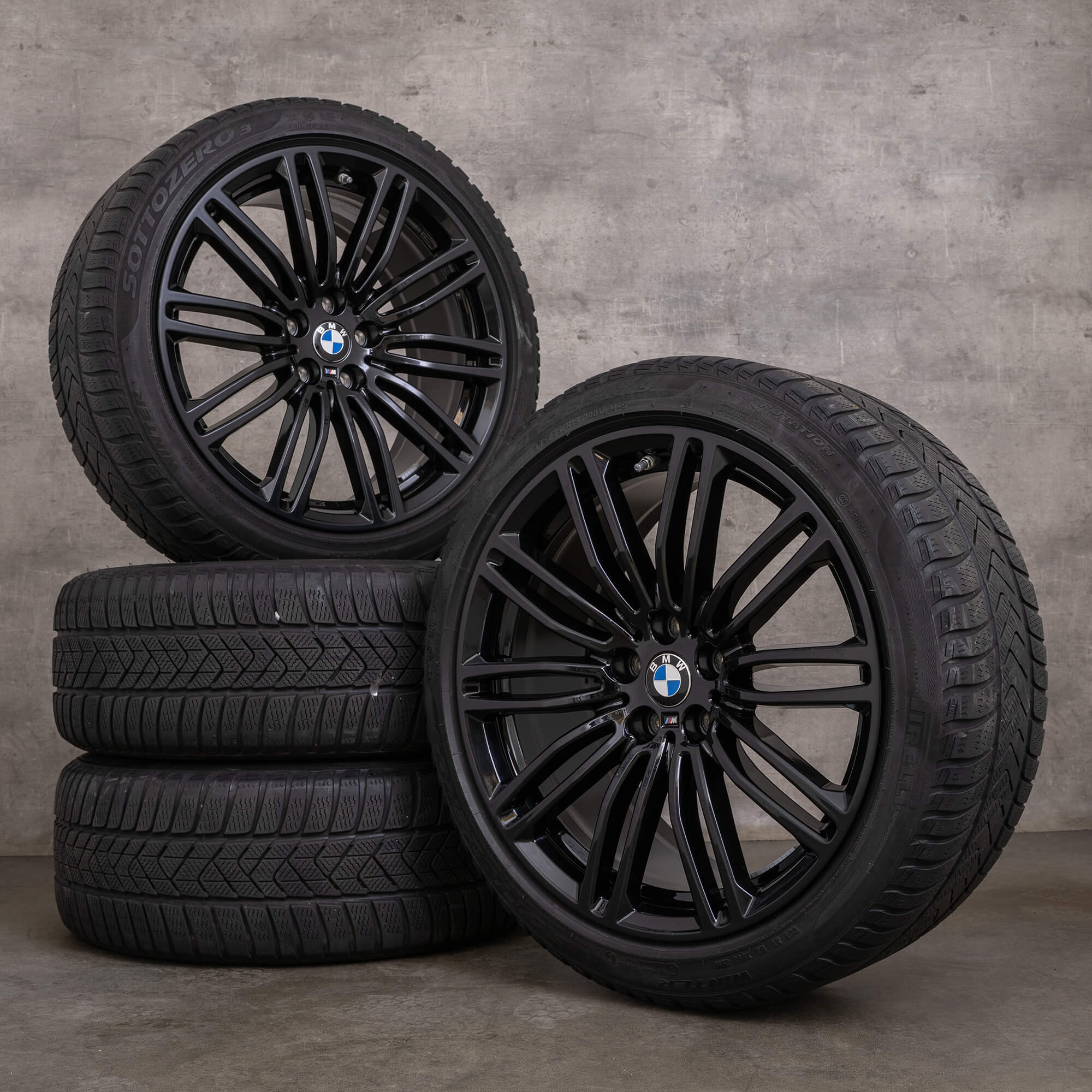 Originale BMW 5-serie vinterhjul 19 tommer G30 G31 fælge styling 664 M 7856925 7856926 sort