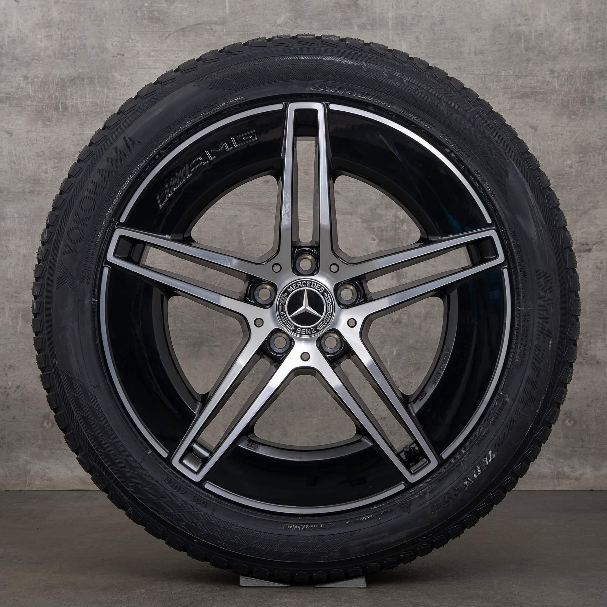 Original Mercedes Benz E-Klasse AMG Winterräder 19 Zoll W214 S214 Felgen A2144010300 A2144010400 schwarz glanzgedreht NEU