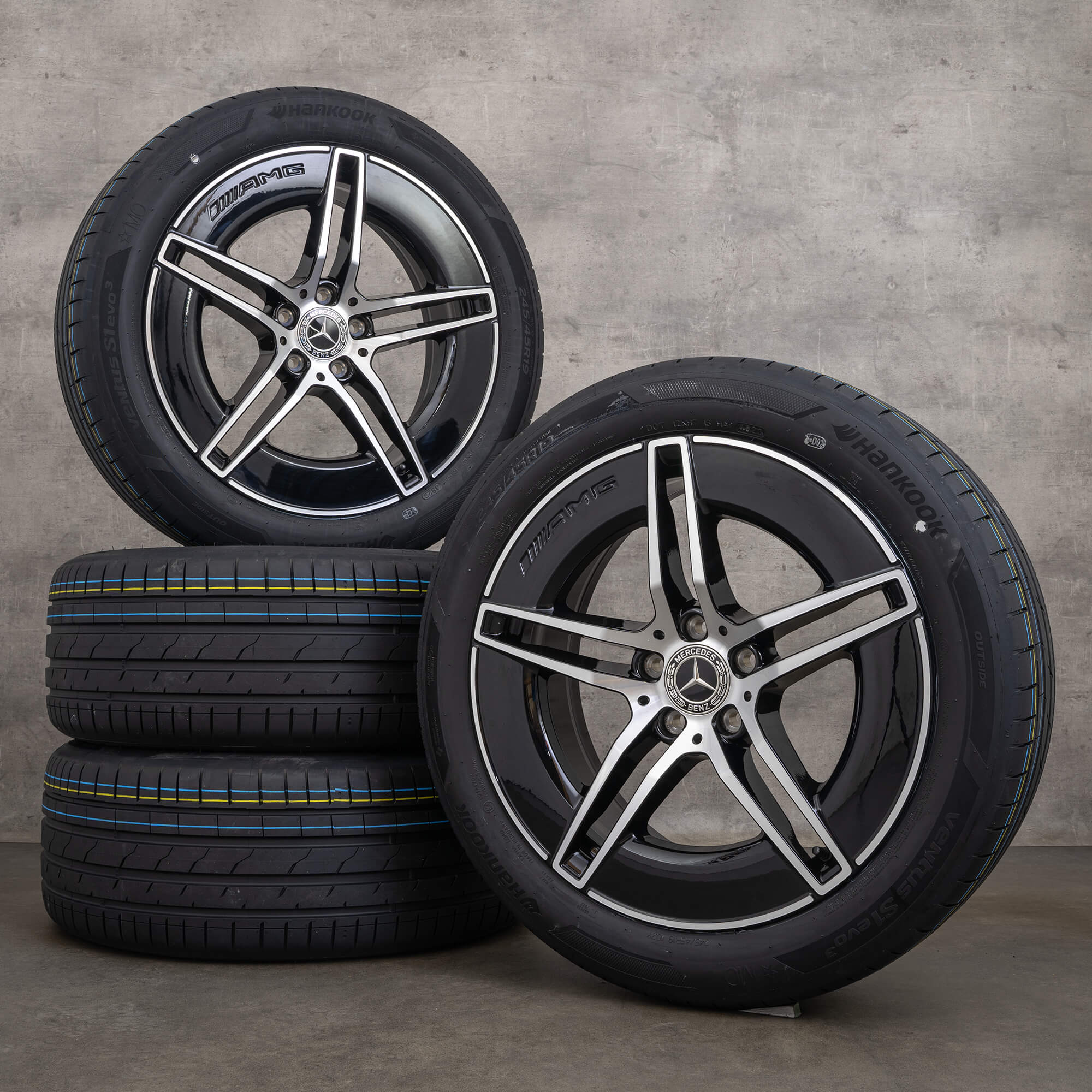 Alkuperäiset Mercedes Benz E-sarjan AMG-vanteet 19 tuuman W214 S214 kesäpyörät A2144010300 musta kiillotettu UUTUUS
