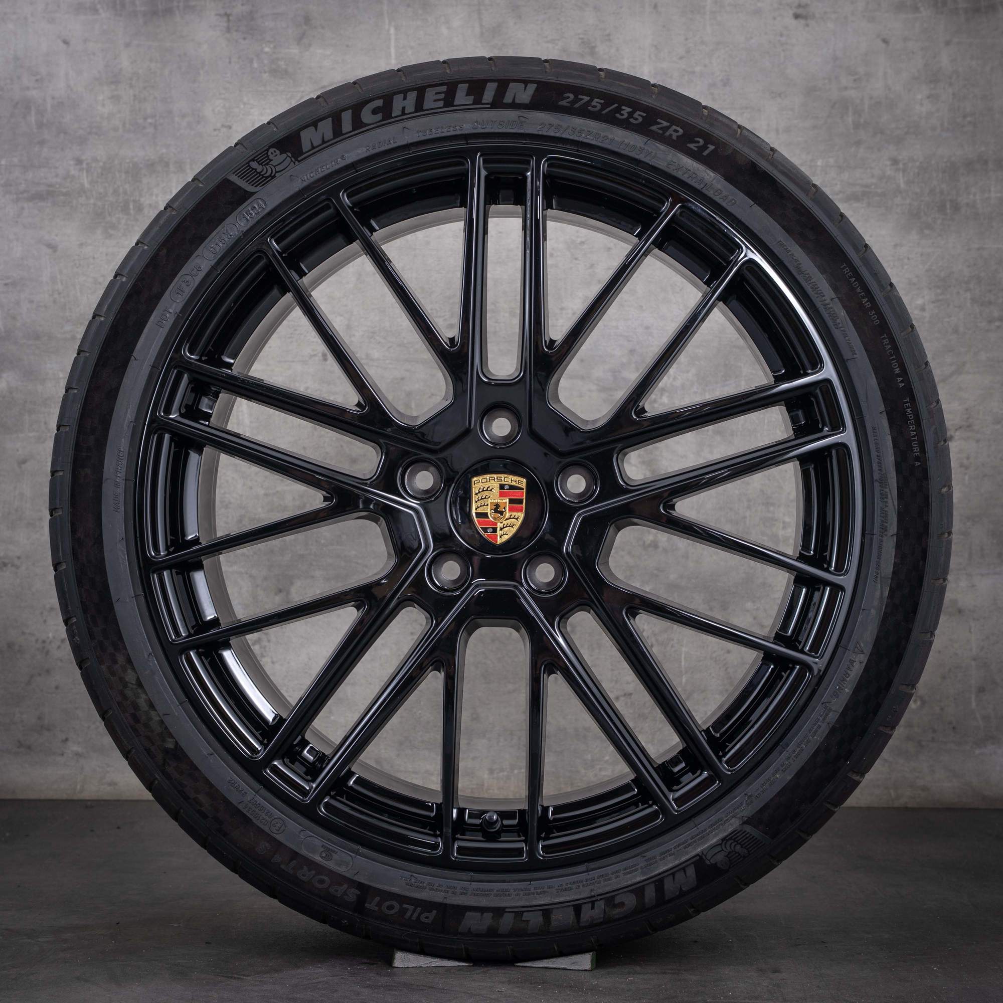 Alkuperäiset Porsche Panamera 971 -vanteet 21 tuumaa G2-kesärenkaat 971601025AL 971601025AN 911 Turbo -malli kiiltävä musta