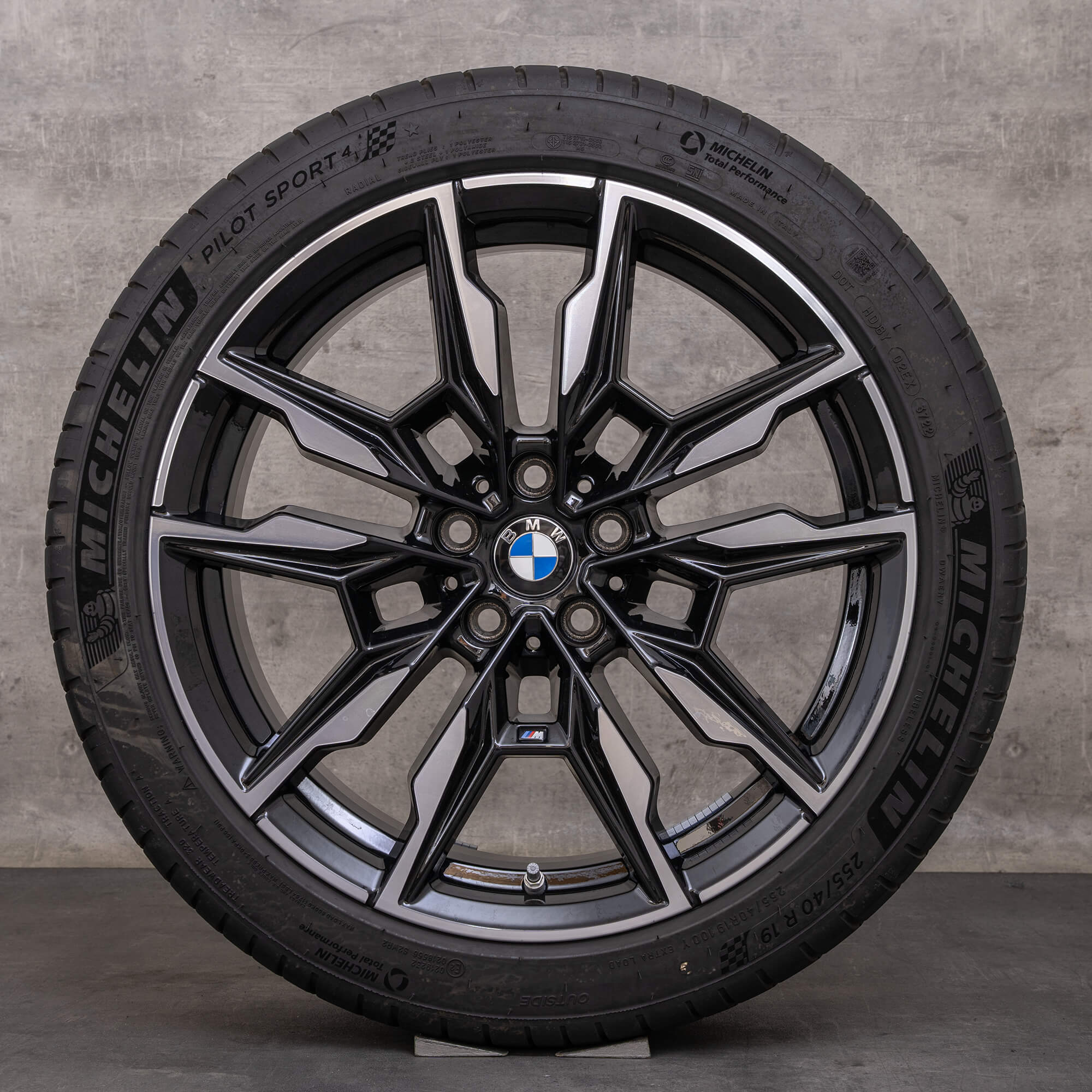 Original BMW 4er i4 Felgen 19 Zoll G26 Gran Coupe Sommerräder Styling 861 M 8089227 8089228 jet black glanzgedreht