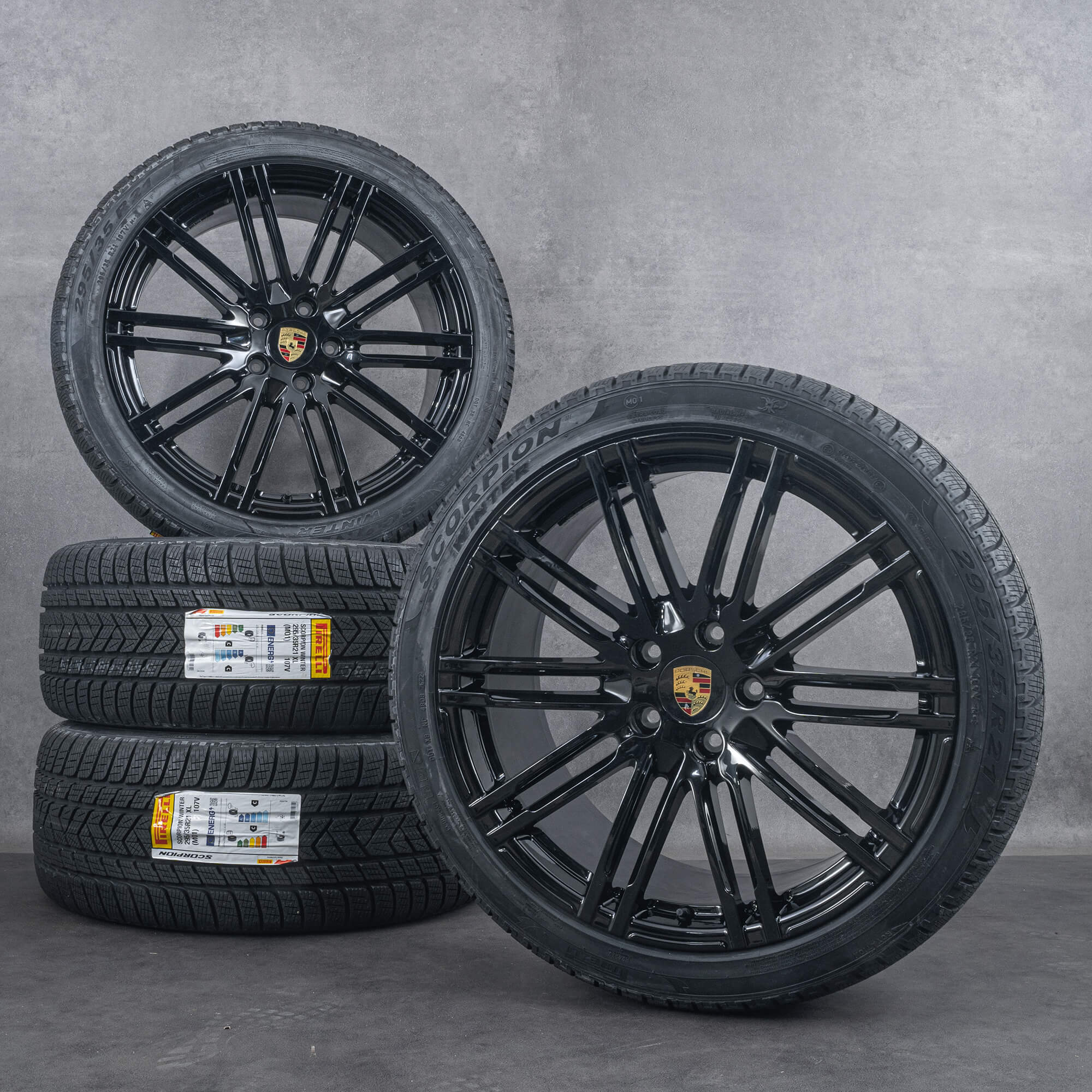 Original Porsche Cayenne Felgen 21 Zoll S 958 Turbo III Sommerräder 7P5601025AE schwarz glanz