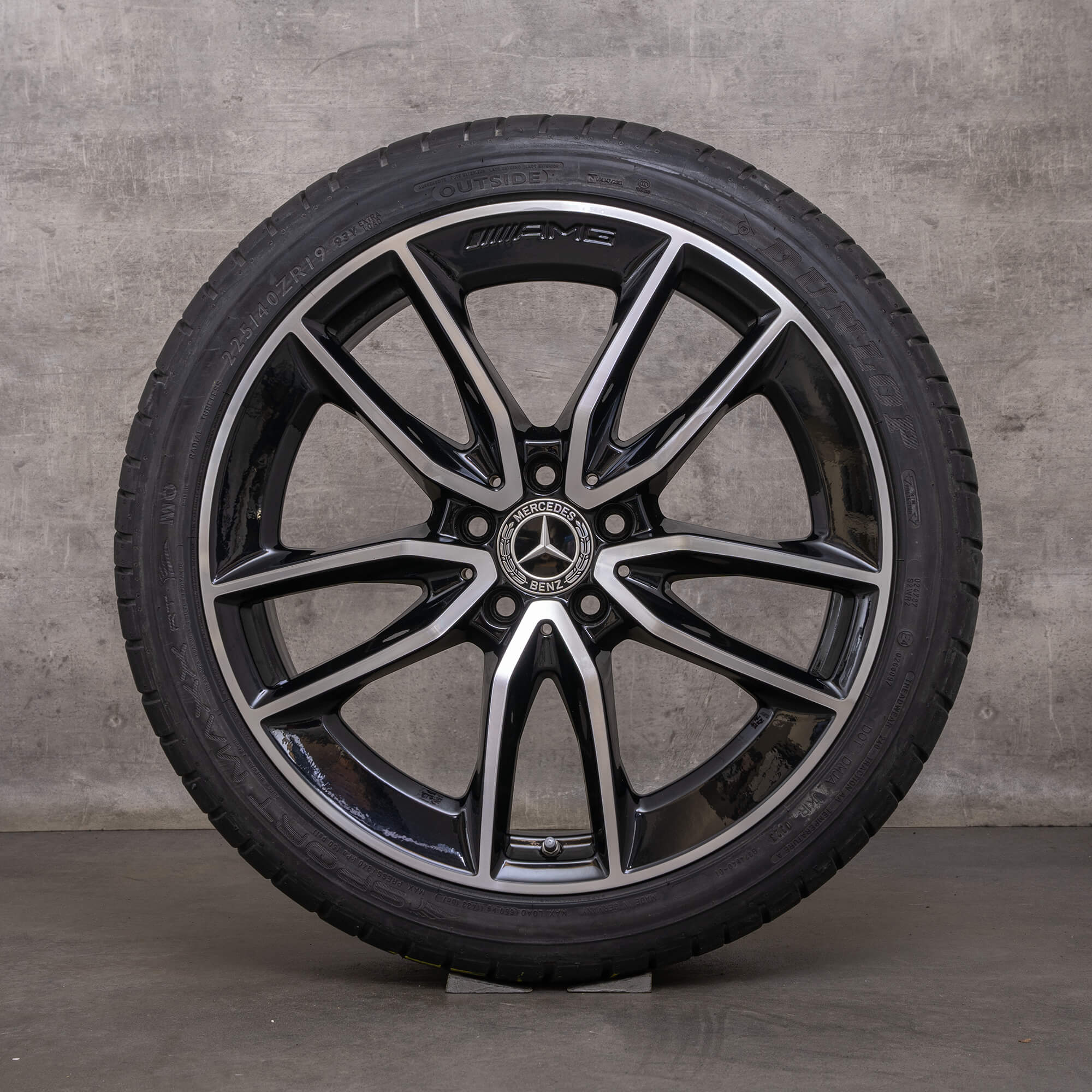 jantes Mercedes Benz C43 AMG de 19 polegadas W205 S205 C205 A205 rodas verão A2054010701 A2054010801 preto brilhante torneado