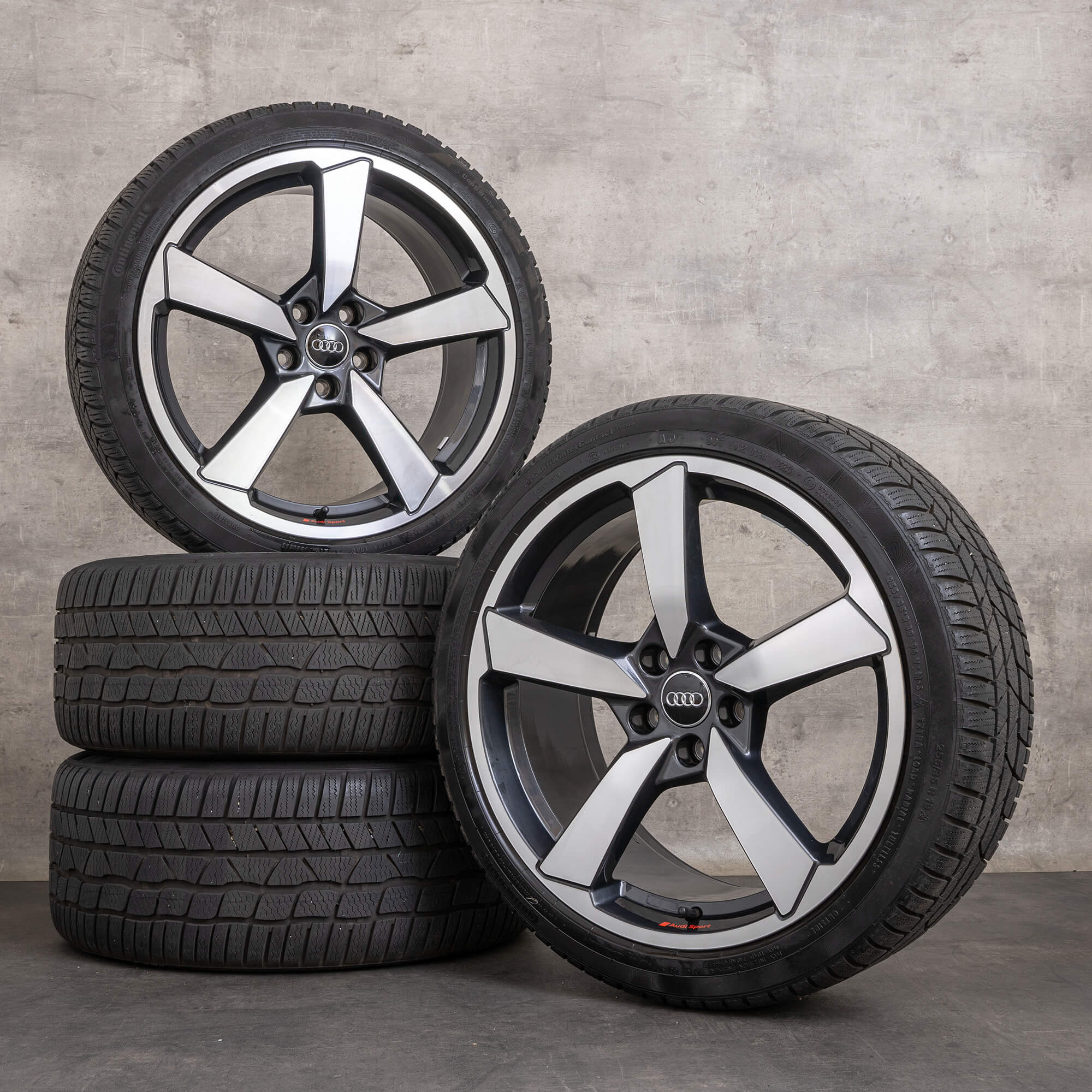 Originele Audi A5 S5 winterwielen 19 inch F5 8W B9 velgen 8W0601025FS antraciet glanzend gedraaid