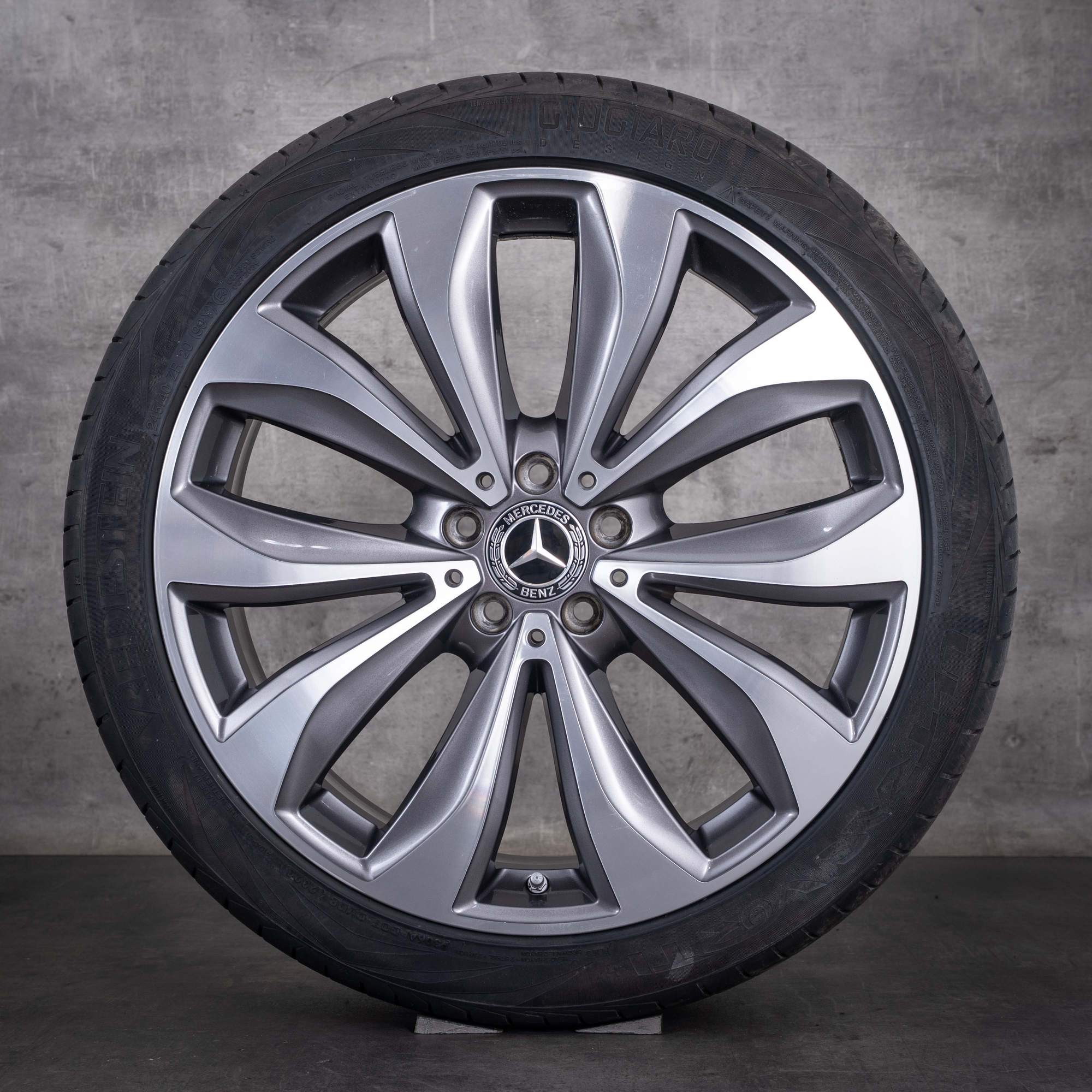 Original Mercedes Benz E-Klasse Winterräder 20 Zoll X213 All Terrain Felgen A2534012300 A2134014500 tremolit grey front glanzgedreht