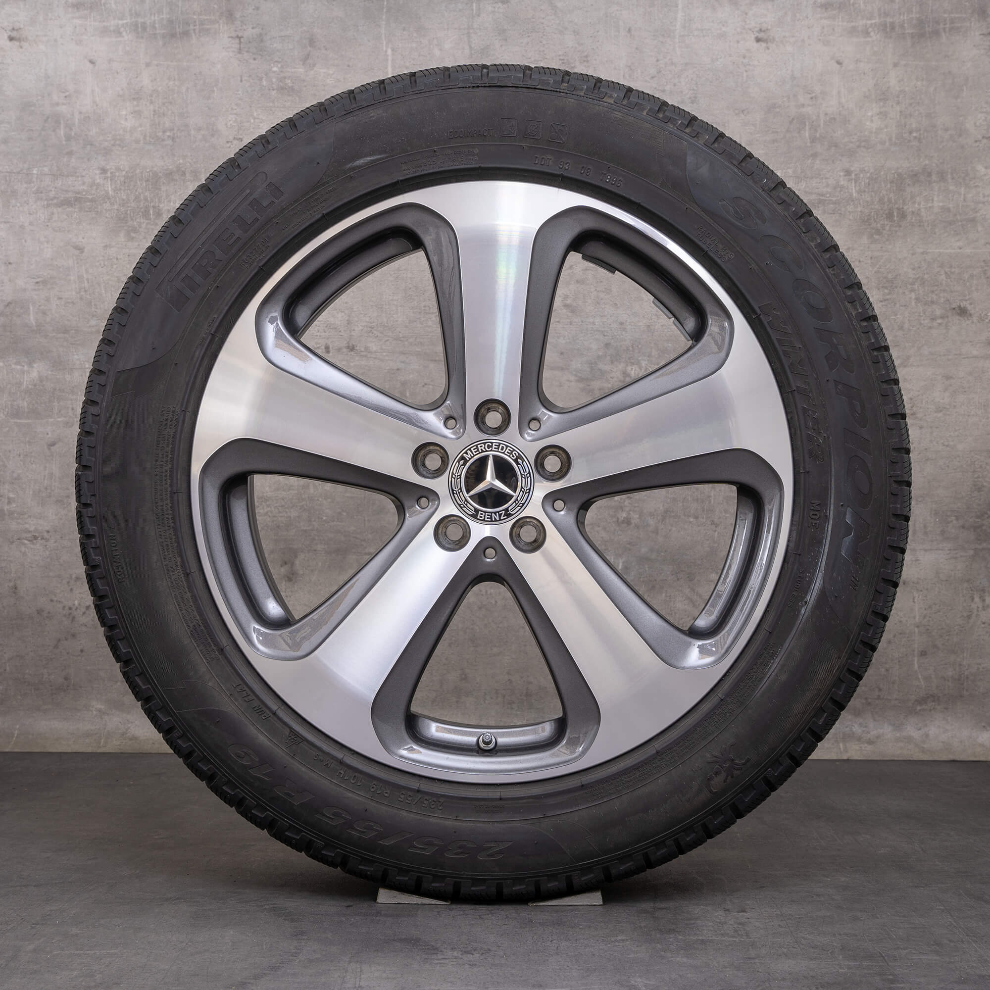 Orijinal Mercedes Benz GLC & 43 AMG Winterrder 19 inç X253 C253 jantlar A2534011000 himalya gri parlak torna