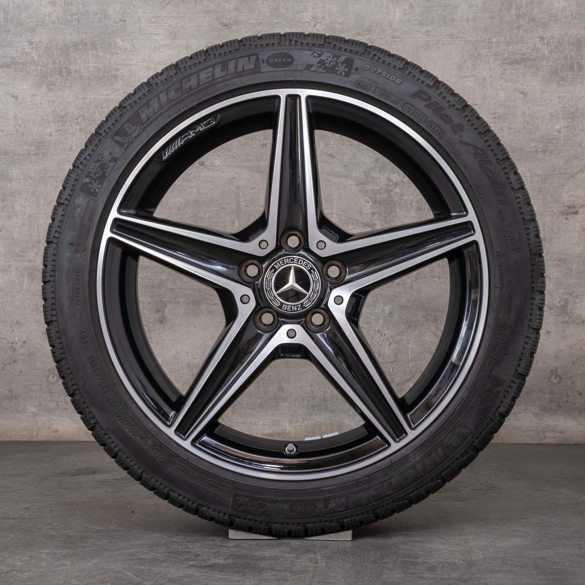 Alkuperäiset Mercedes Benz C-sarjan AMG C43 C450 Sport talvirenkaat 18 tuuman W205 S205 C205 A205 vanteet A2054014800 A2054011100 musta Kiillotettu