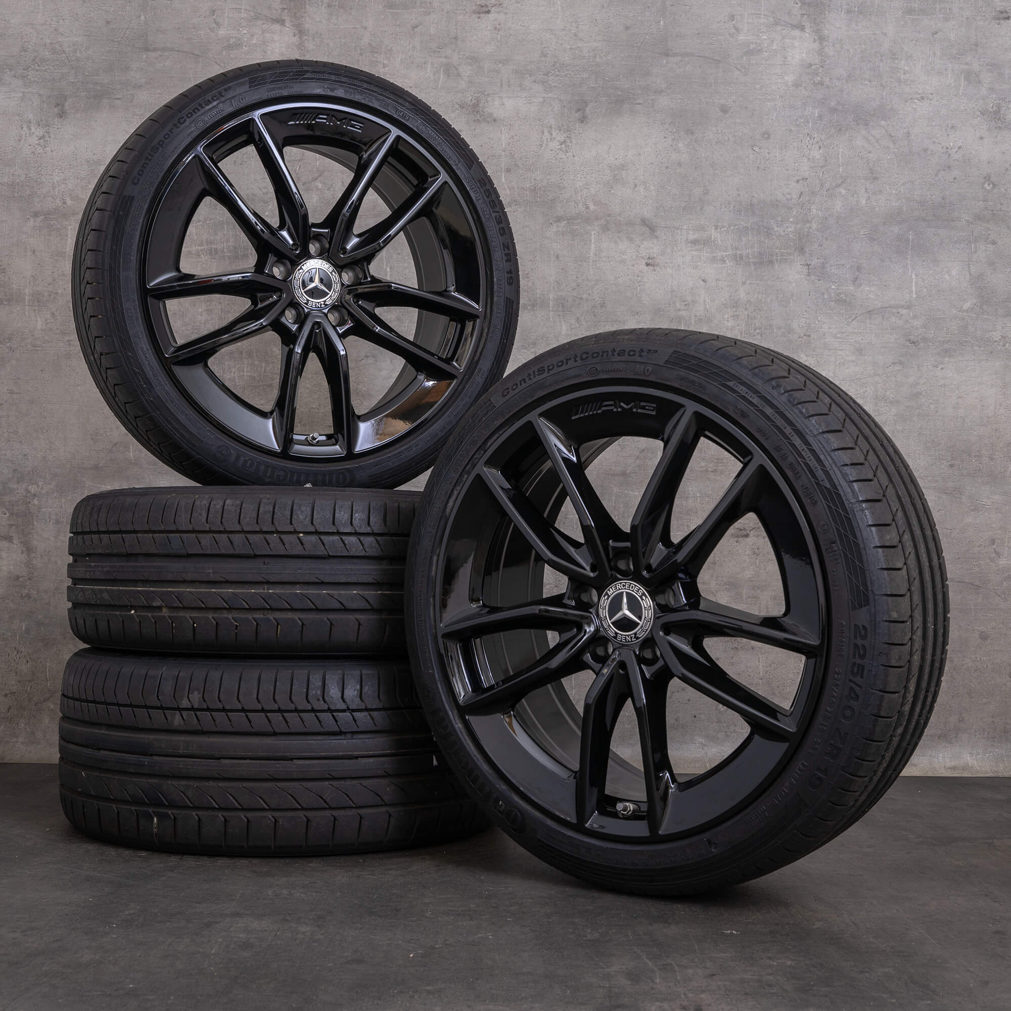 Originale Mercedes Benz C-Klasse C43 AMG vinterdæk med fælge 19 tommer W205 S205 C205 A205 A2054010701 A2054010801 sort blank