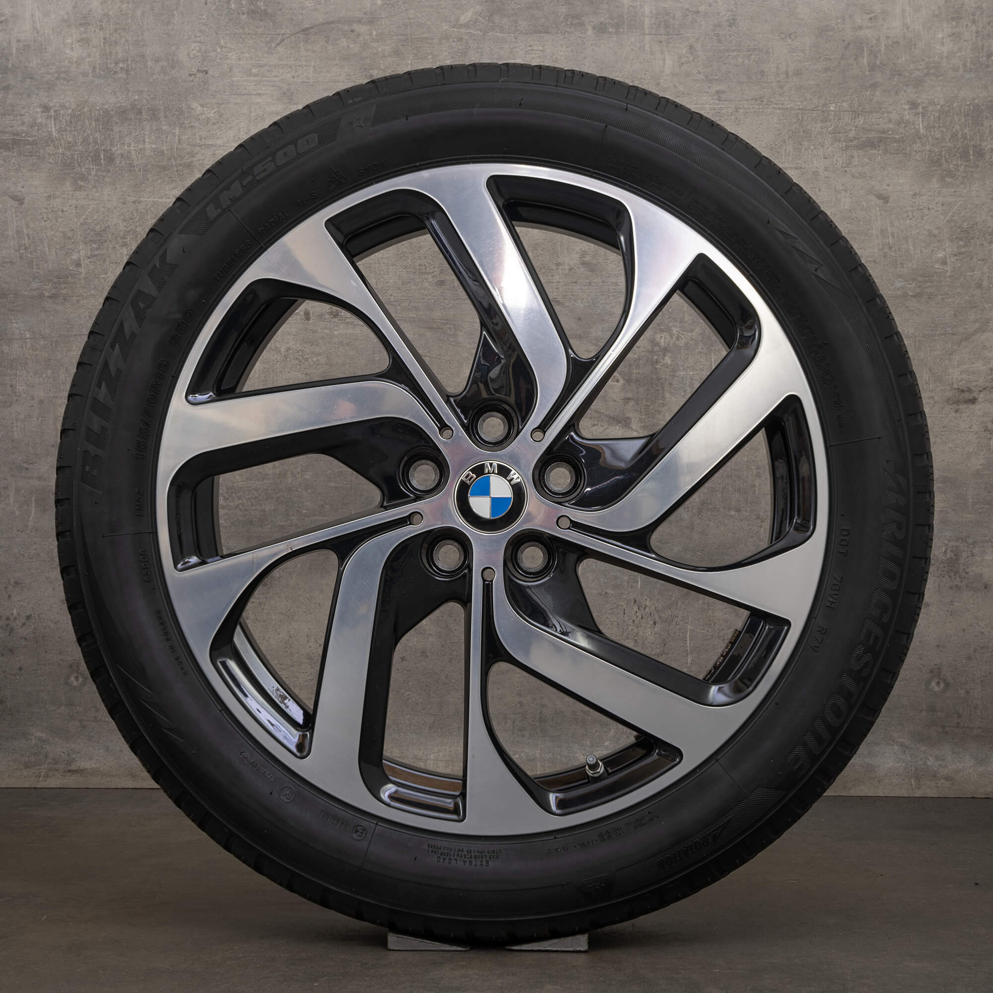 Jantes hiver d'origine BMW i3 19 pouces I01 6856894 Style 428 design turbine noir de jais brillant