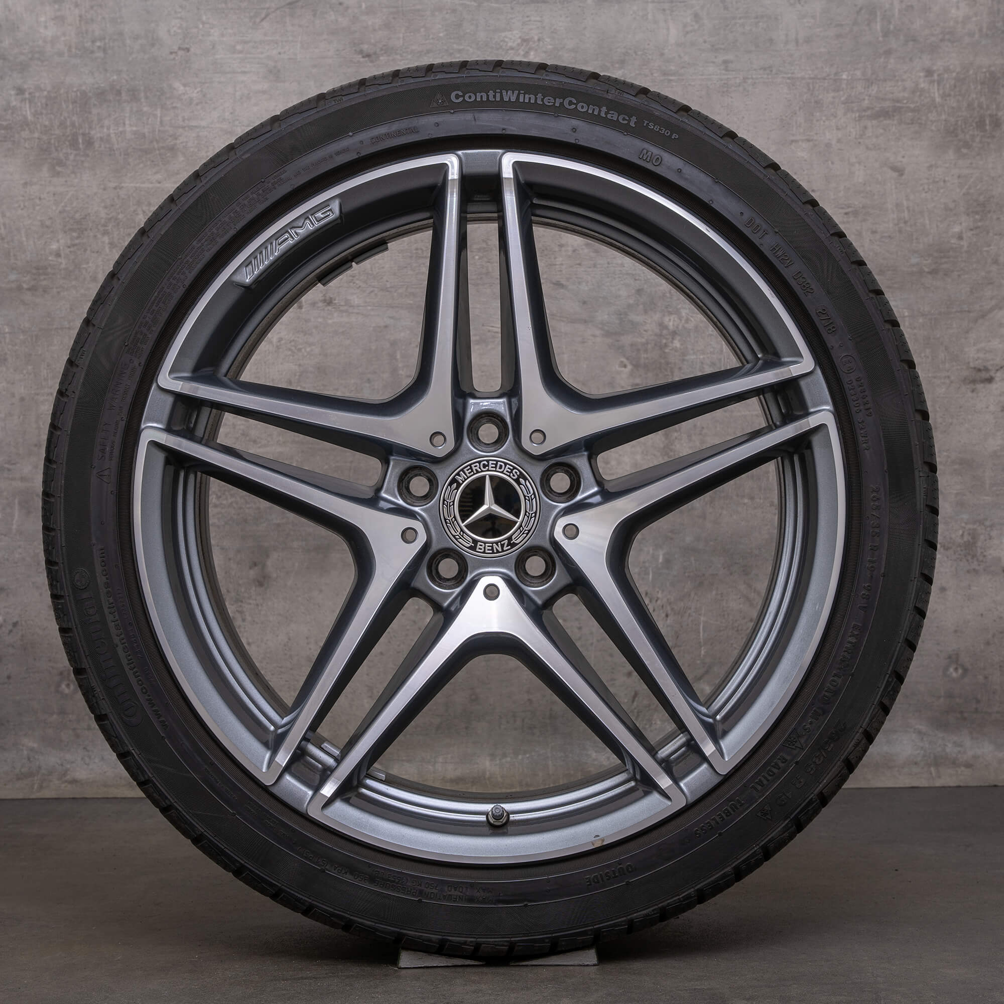 Original Mercedes Benz C-Klasse C63 & S AMG Winterräder 19 Zoll W205 S205 Felgen A2054011900 A2054012000 himalaya grey glanzgedreht