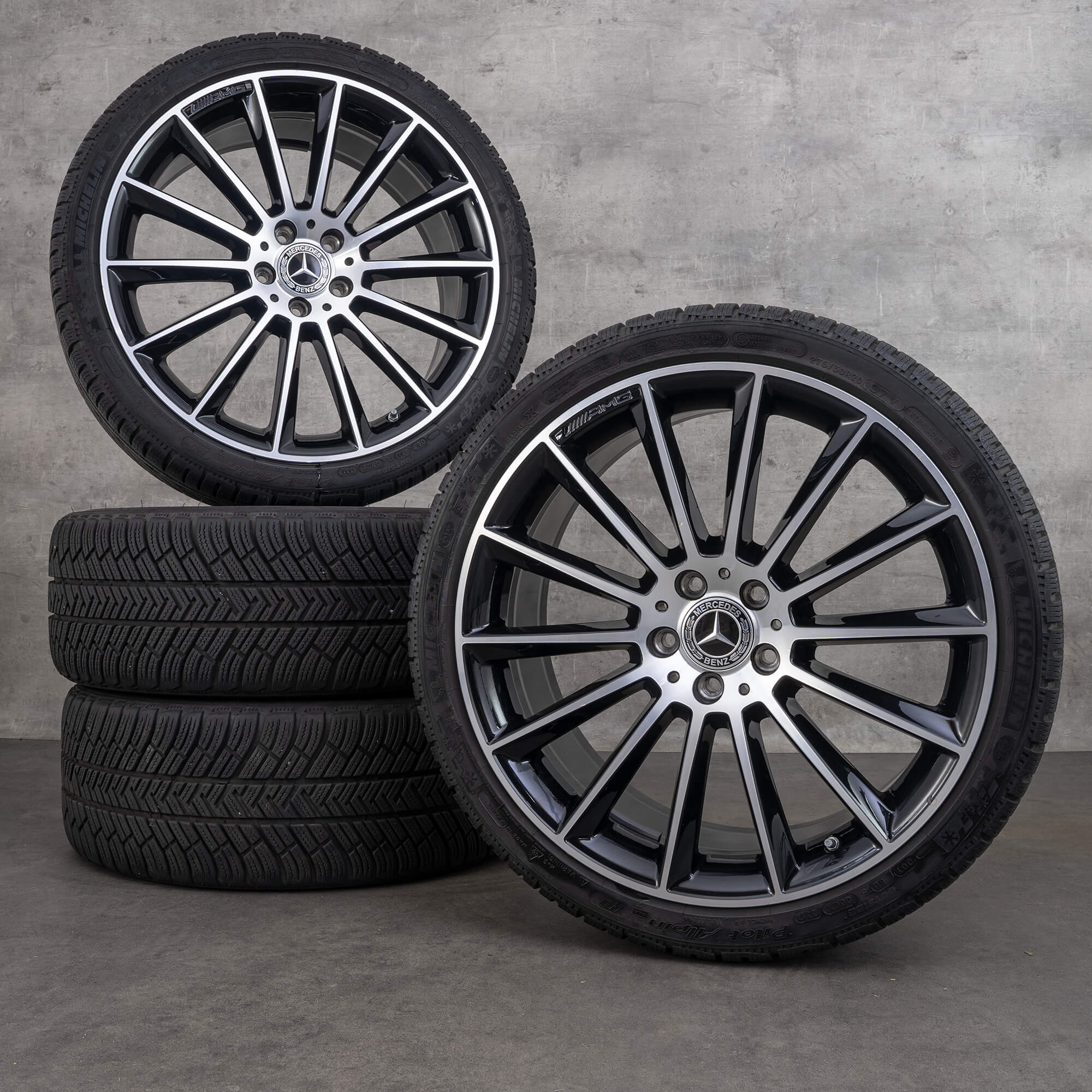 Alkuperäiset Mercedes-Benz E-sarjan AMG-talvirenkaat 20 tuumaa W213 S213 C238 A238 vanteet A2134012200 A2134012300 diamond cut mustat UUDET