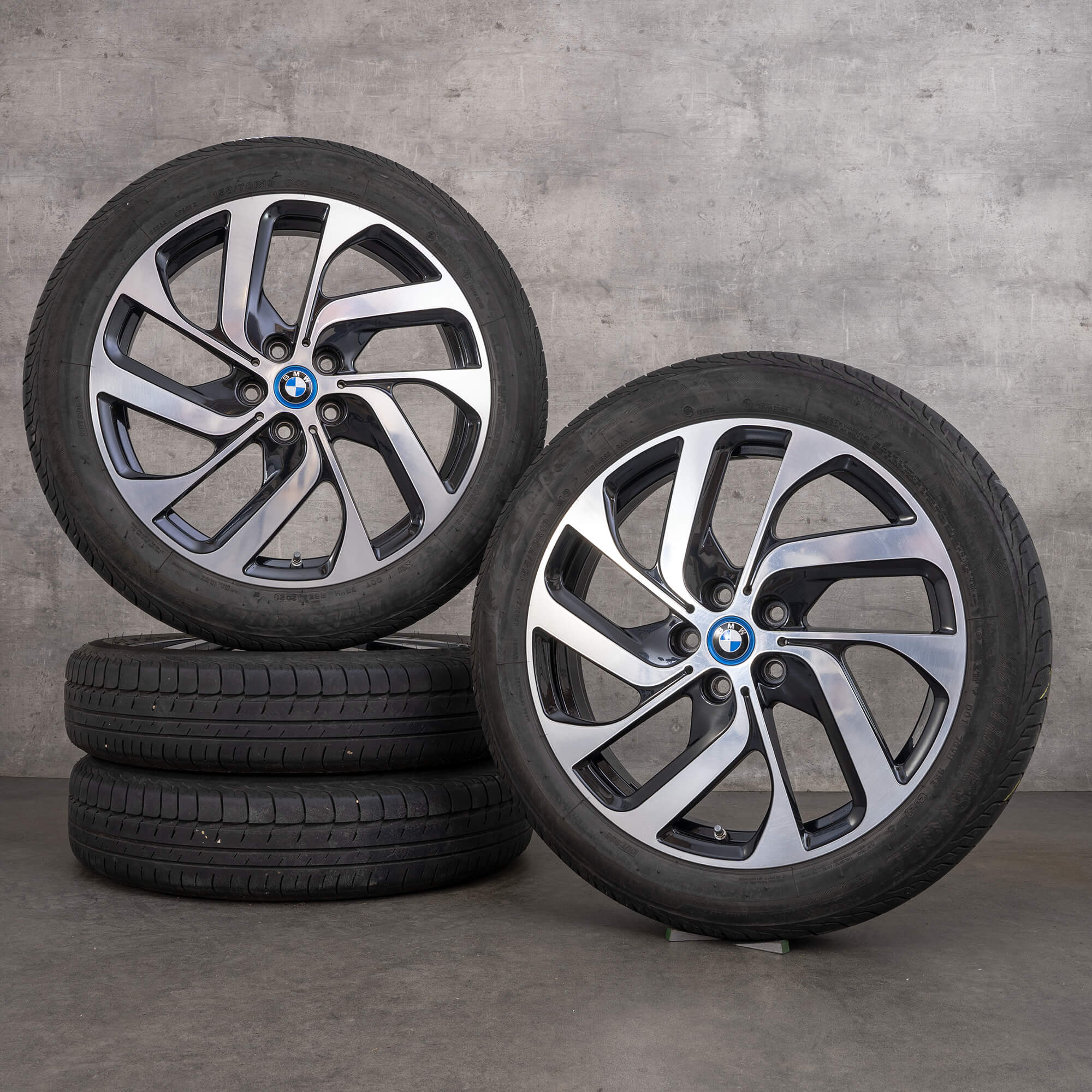 OEM BMW i3 winter wheels 19 inch I01 rims styling 428 turbine design 6856894 jet black glossy turned