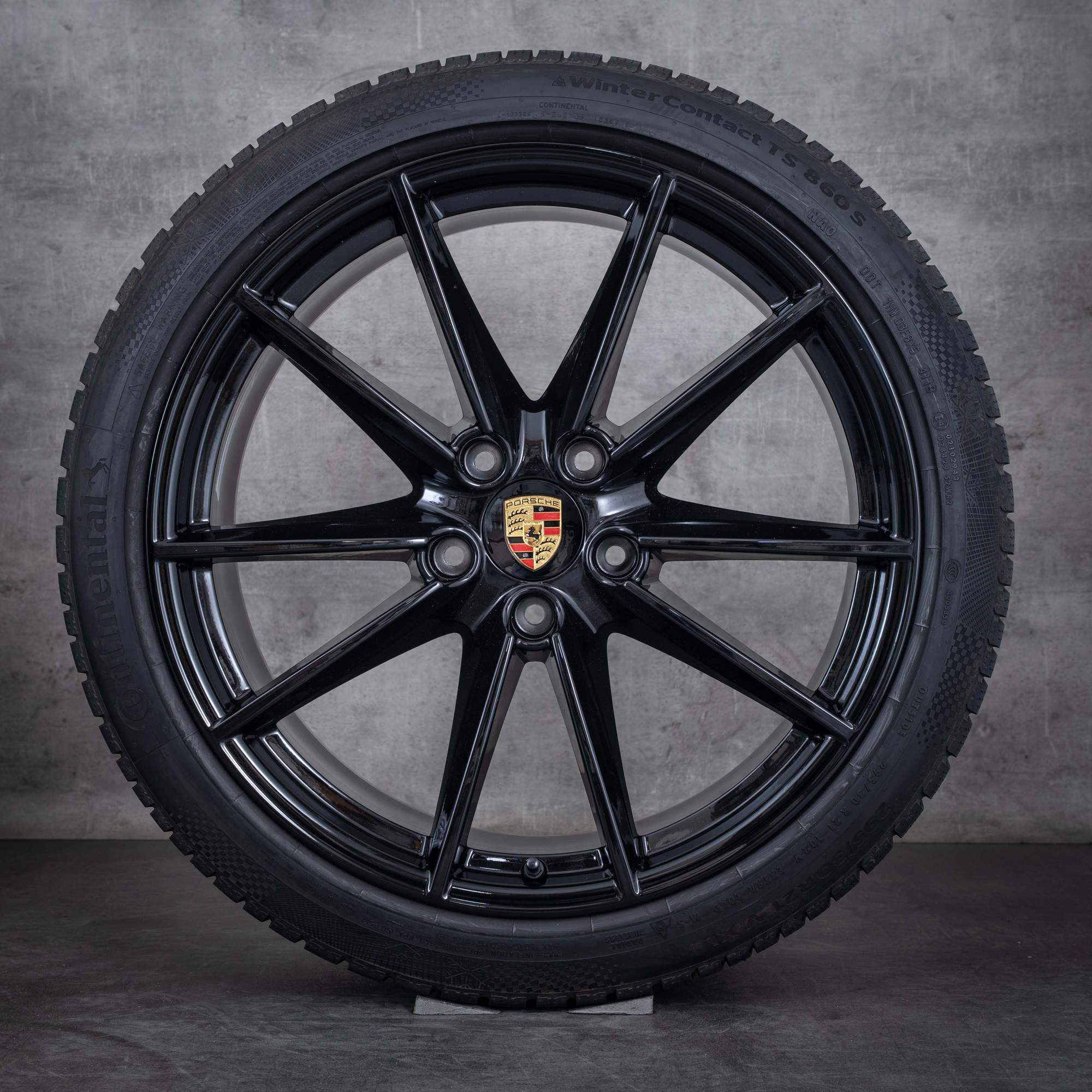 Oryginalne koła zimowe Porsche 992 I 20 21 cali felgi Carrera S 992601025C 992601025E czarny błyszczący