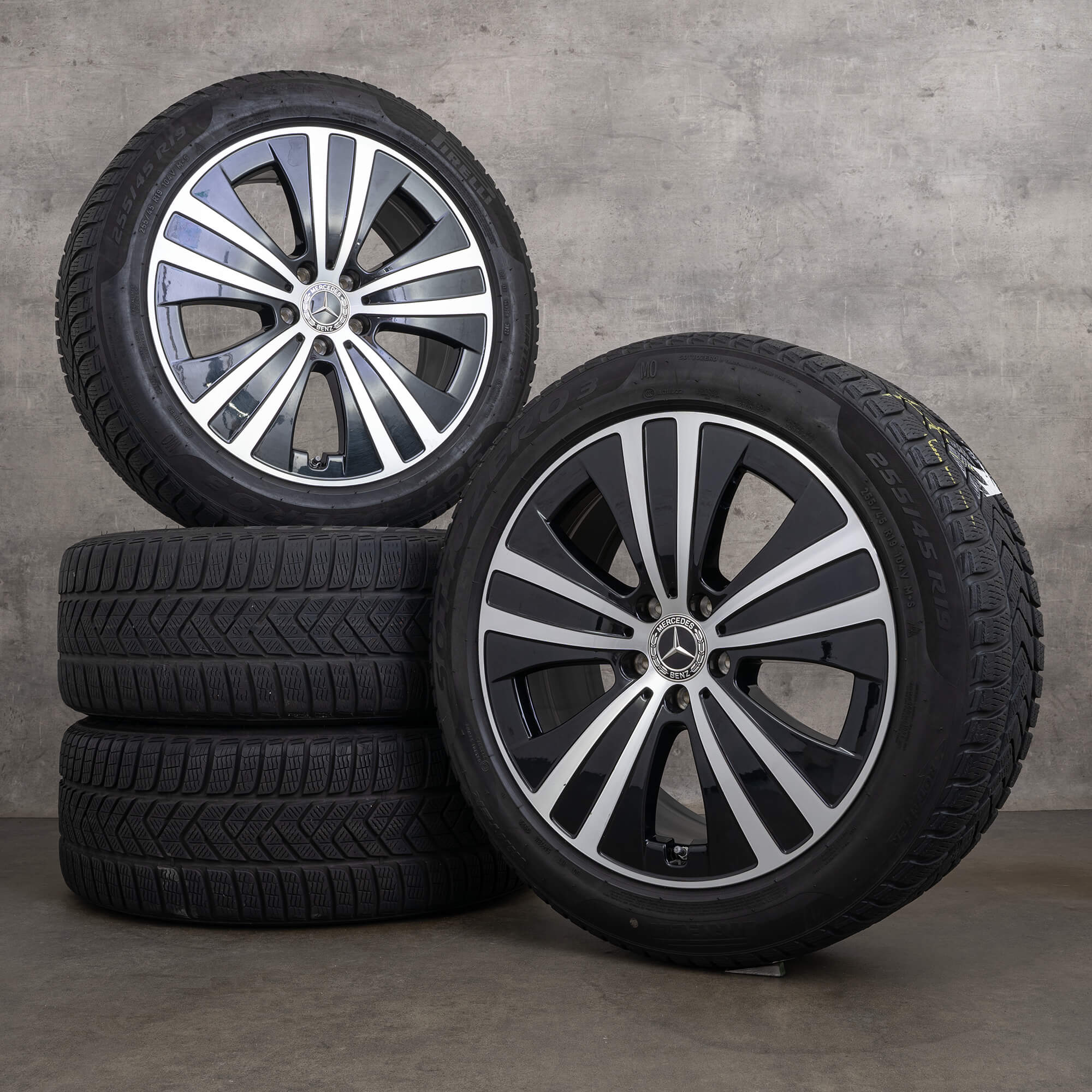 Originele Mercedes Benz EQE winterwielen 19 inch V295 velgen A2954011200 zwart hoogglans