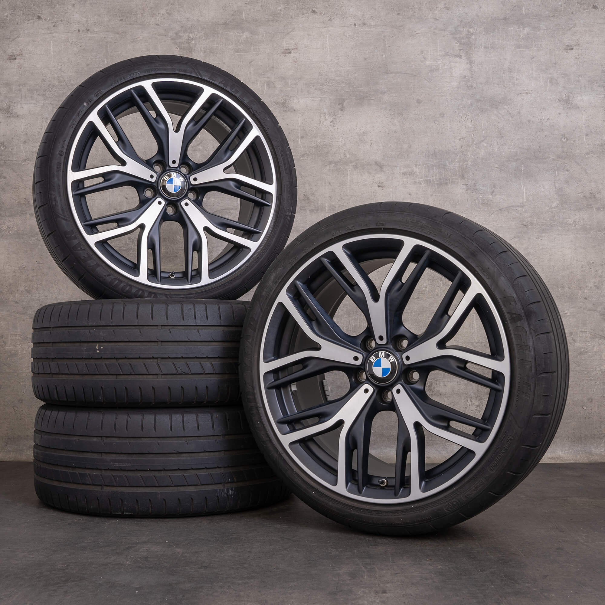 Original BMW X3 X4 Felgen 20 Zoll F25 F26 Sommerräder Styling 542 6864262 6864263 schwarz matt glanzgedreht