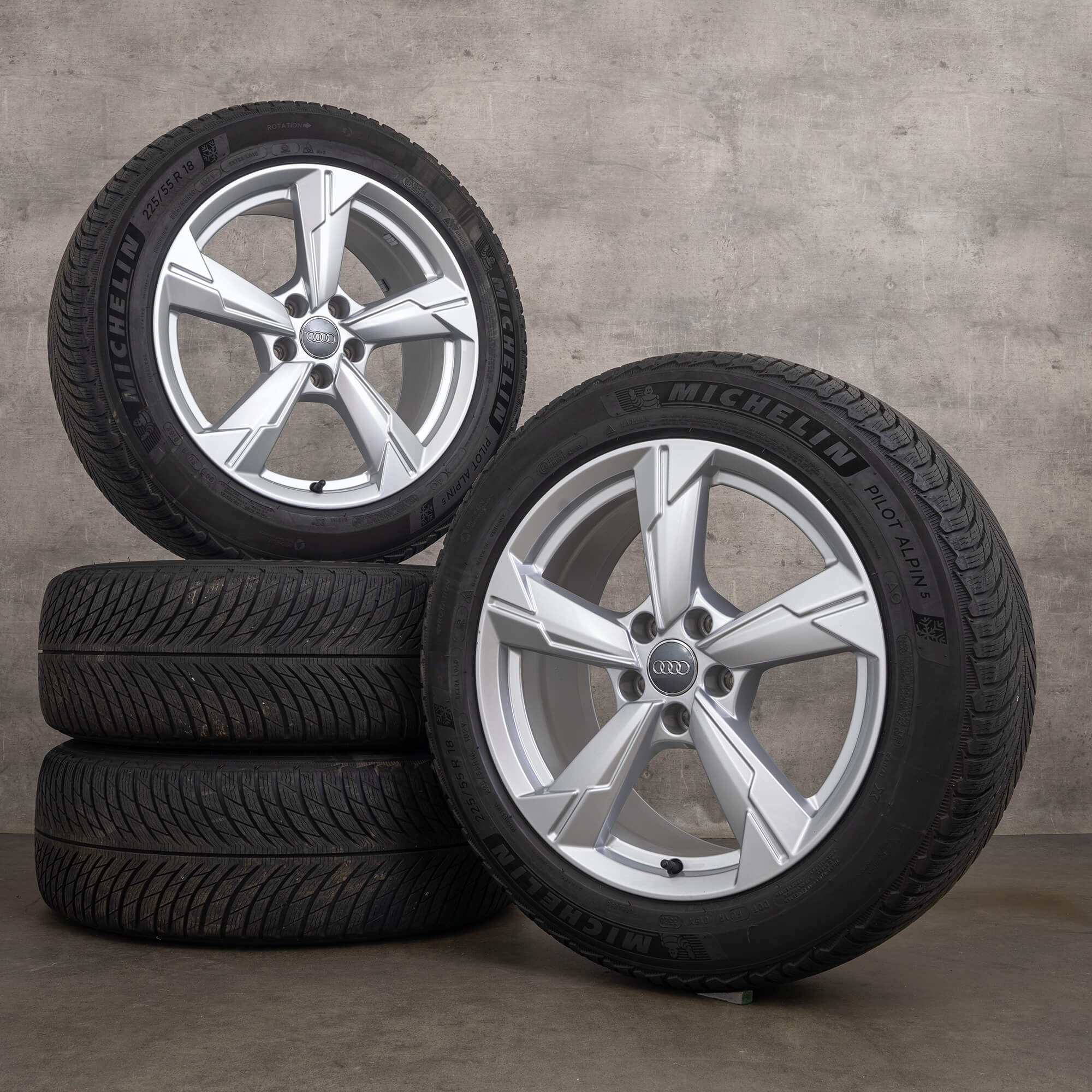 Audi A6 S6 4K C8 Rotor d'origine jantes 18 pouces roues hiver complètes 4K0601025D pneus aluminium argent