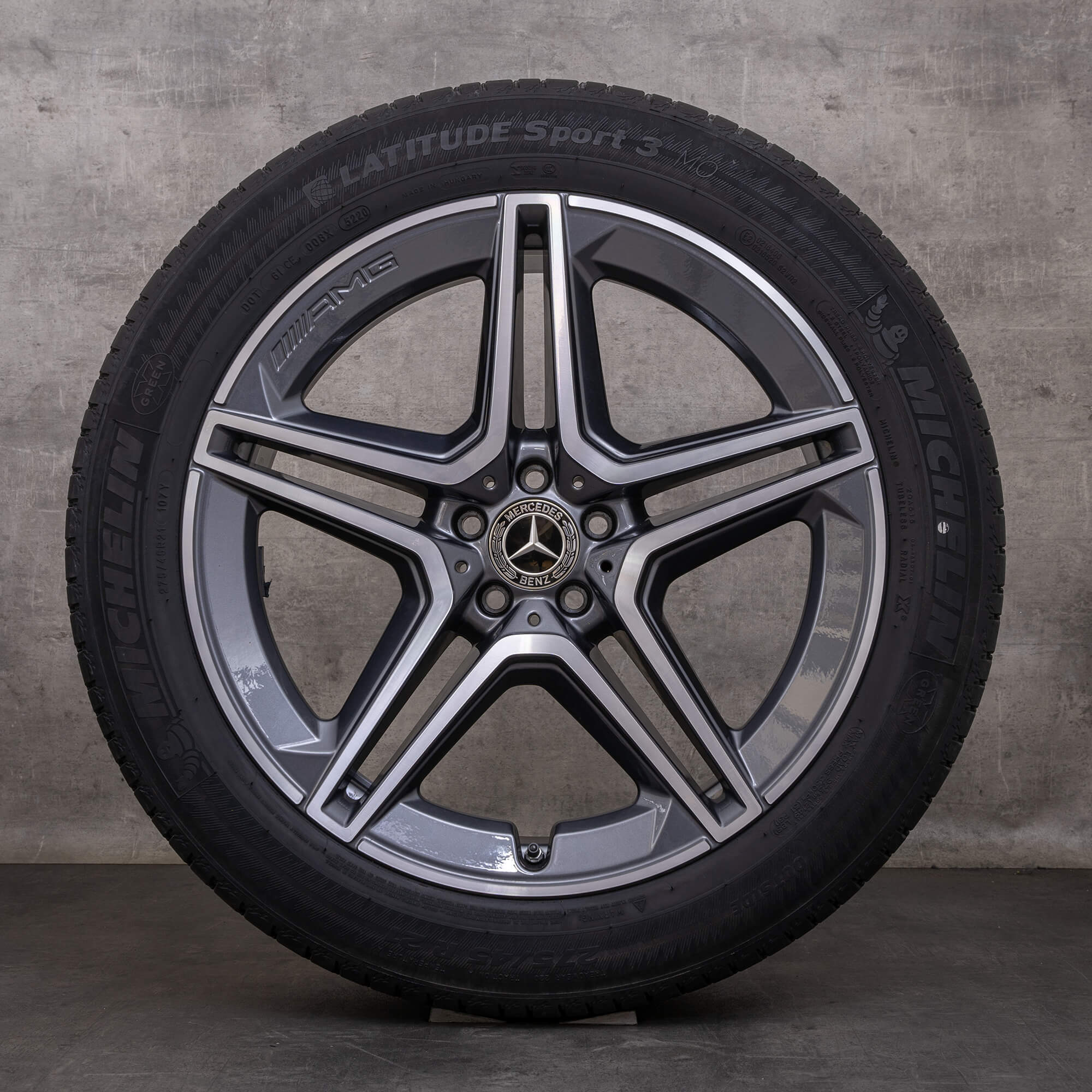Jantes e pneus inverno originais Mercedes Benz GLS AMG de 21 polegadas X167 jantes A1674017300 A1674017400 himalaia cinzento polido