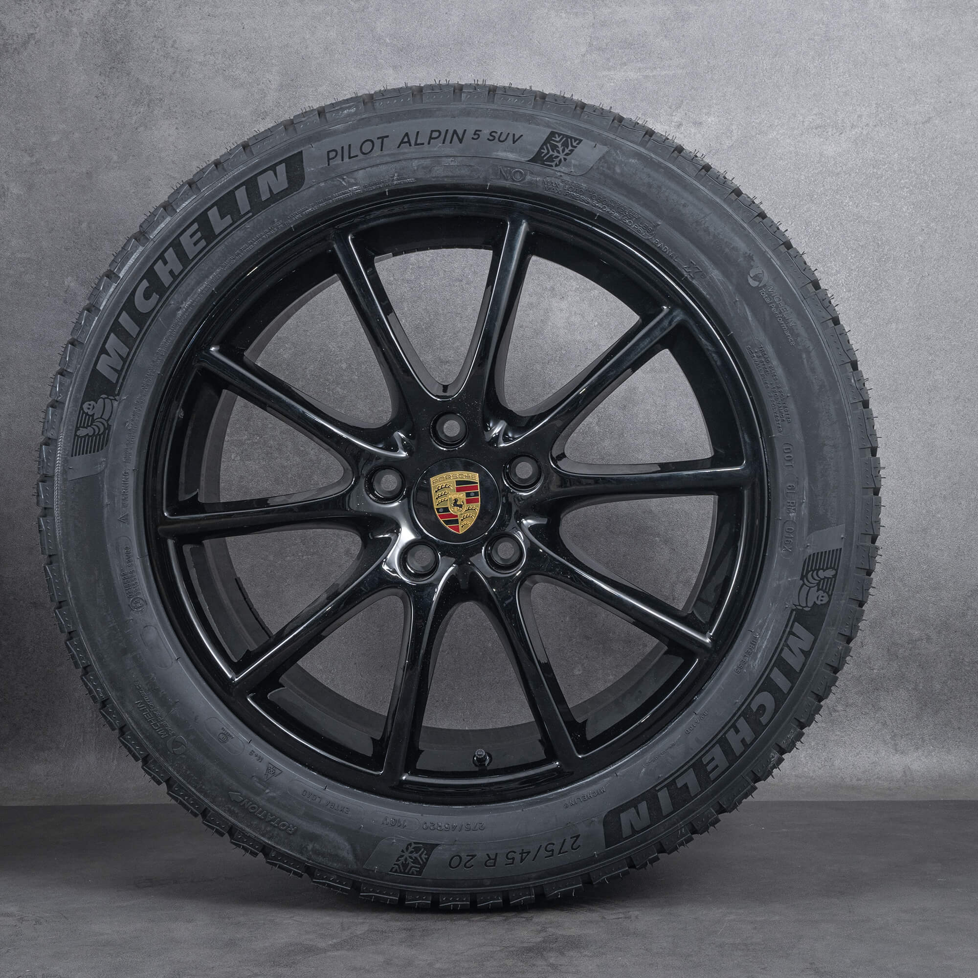Oryginalne koła zimowe Porsche Cayenne 20 cali 9YA felgi 9Y0601025BD 9Y3601025AB czarny błyszczący