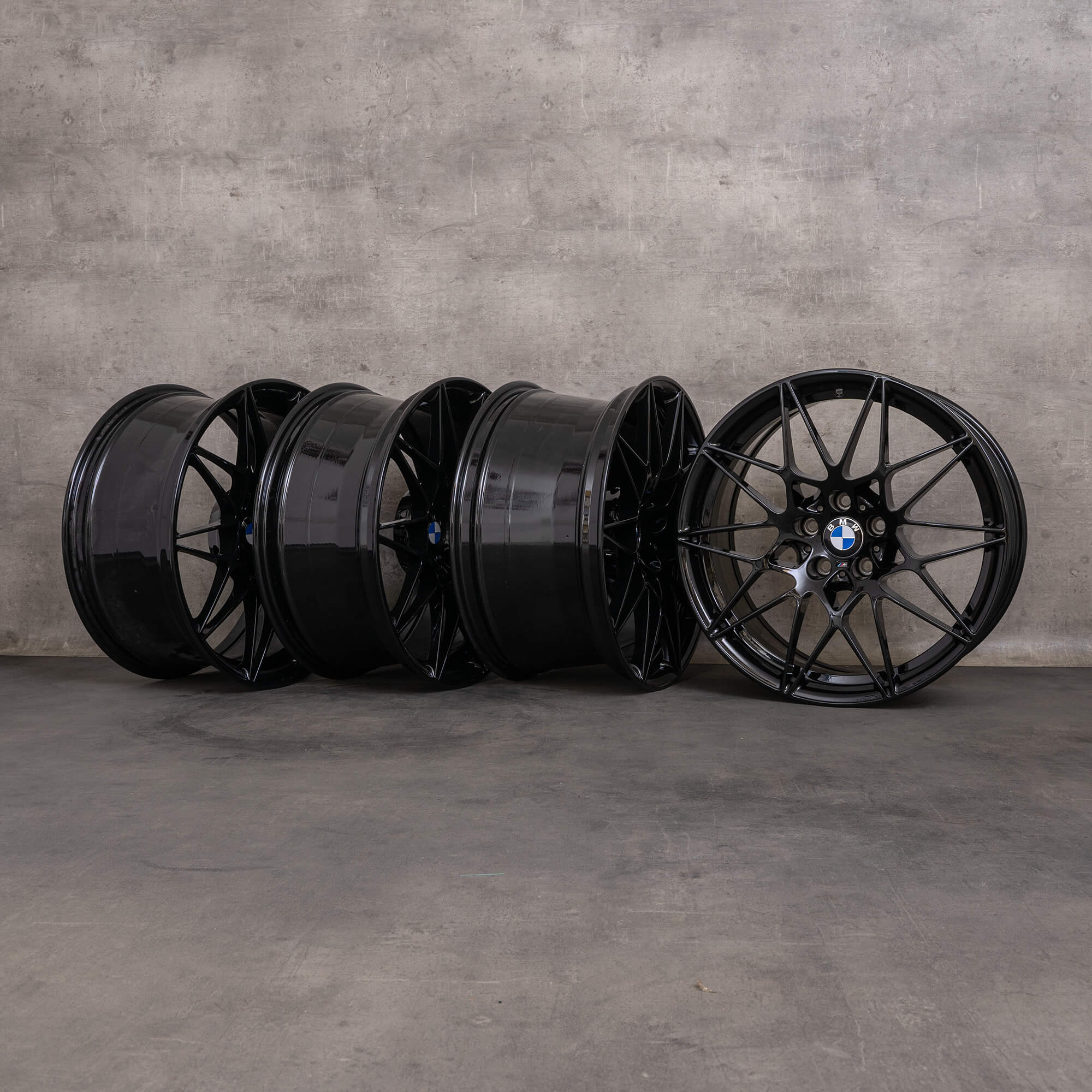 Original BMW M3 F80 M4 F82 F83 20 tommer fælge styling 666 M 8090192 8090193 sort blank malet
