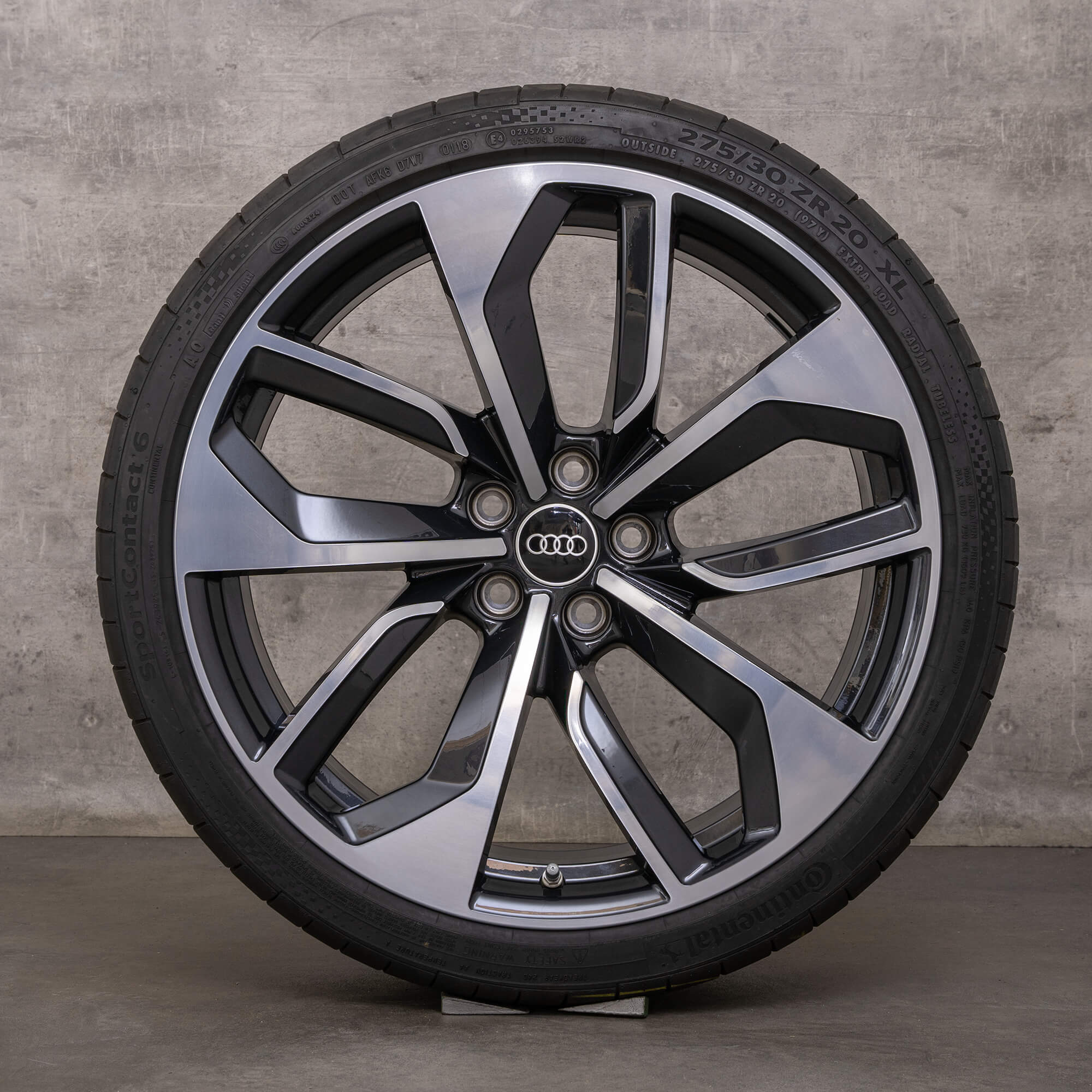 OEM Audi RS4 RS5 rims 20 inch 8W B9 summer tires Edge 8W0601025DB black glossy turned