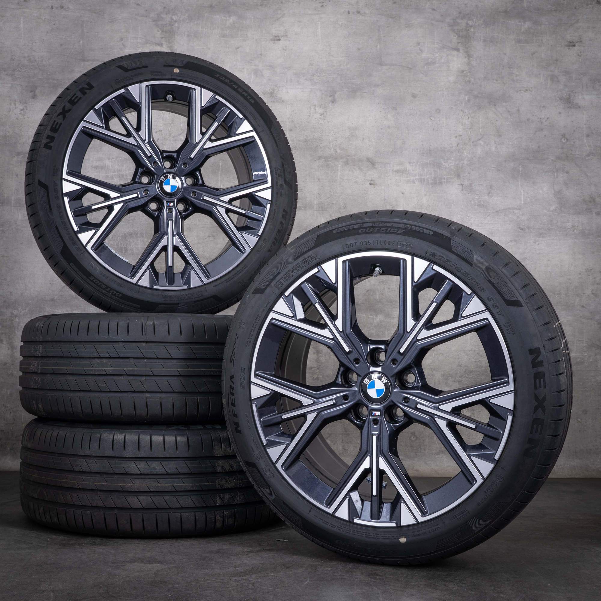 Originální zimní kola BMW řady 1 a 2 18 palců F70 F74 Gran Goupe stylové disky 975 5A35E68 šedé diamond cut