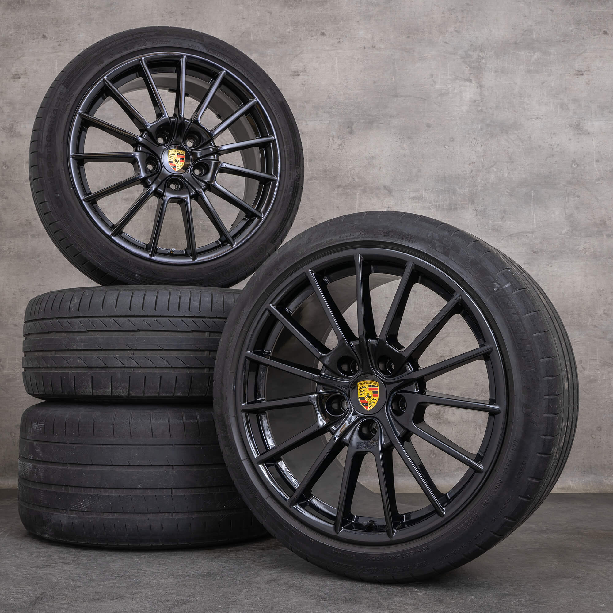 Originale Porsche Panamera 970 felger 20 tommers sommerhjul 97036298000 97036298001 svart blank