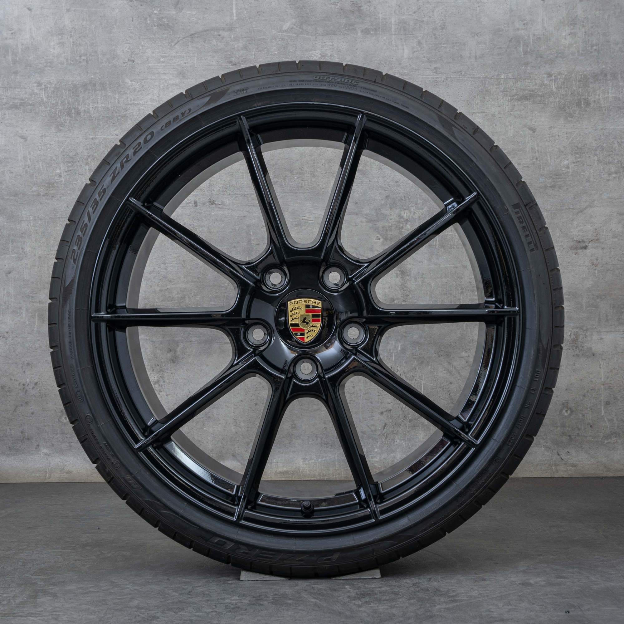 Original Porsche Boxster Cayman 982 Felgen 20 Zoll 718 Sommerräder 982601025T 982601025AH schwarz glanz NEU