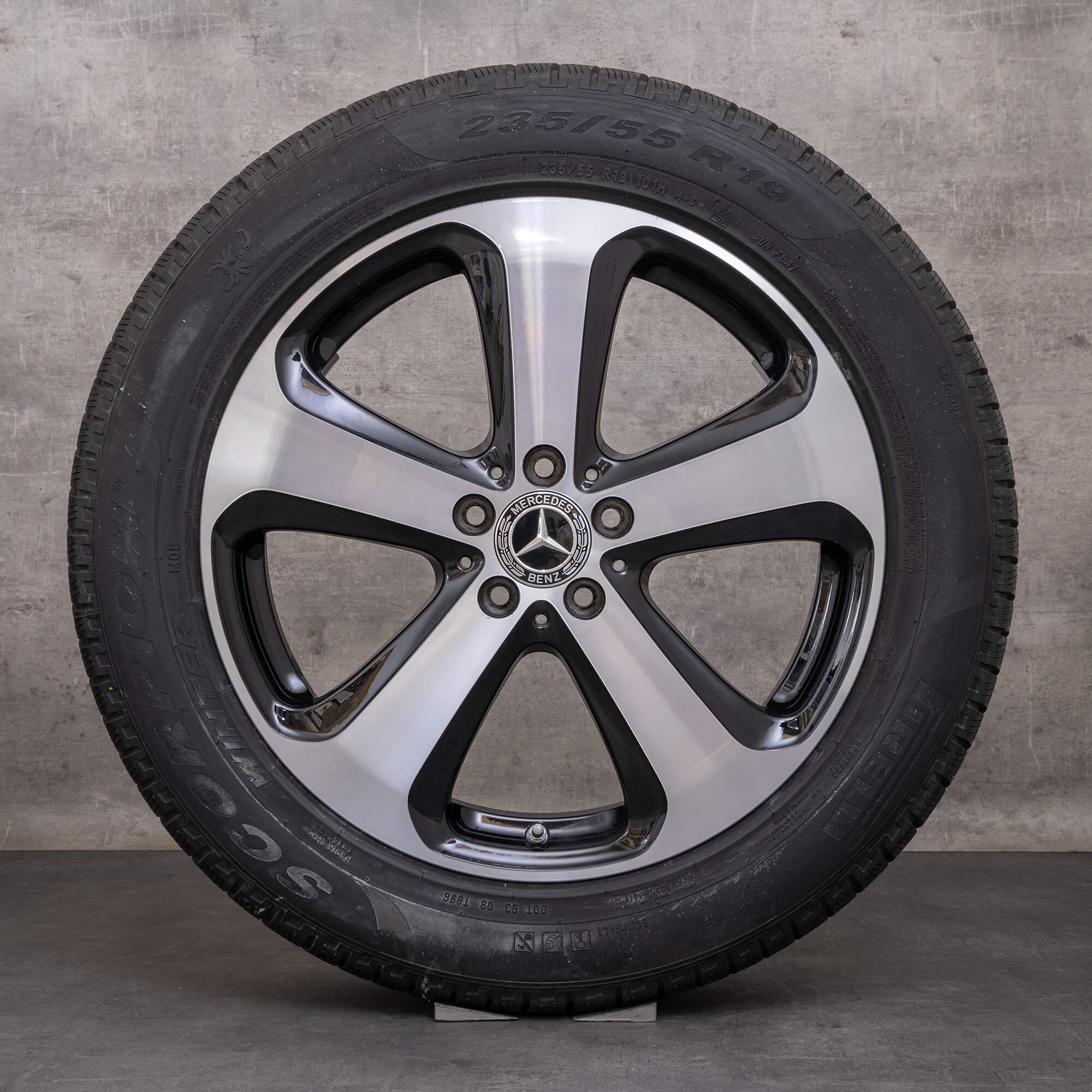 Orijinal Mercedes Benz GLC & 43 AMG Winterrder 19 inç X253 C253 jantlar A2534011000 siyah parlak tornalanmış