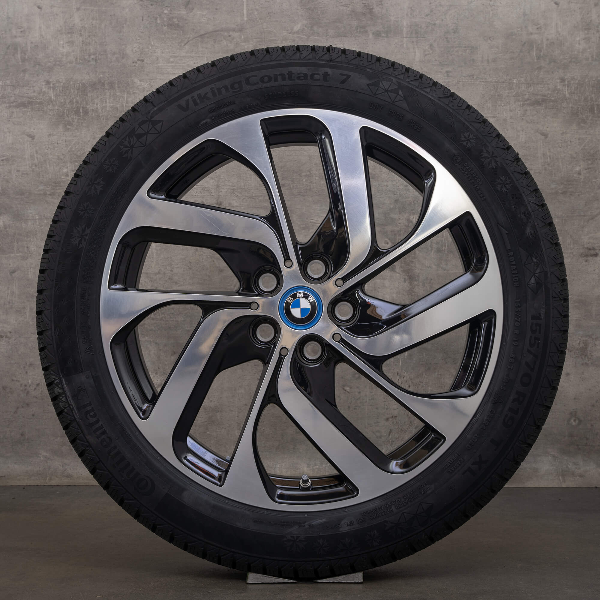 Original BMW i3 Felgen 19 Zoll I01 Winterräder 6856894 Styling 428 Turbinendesign jet black glanzgedreht NEU