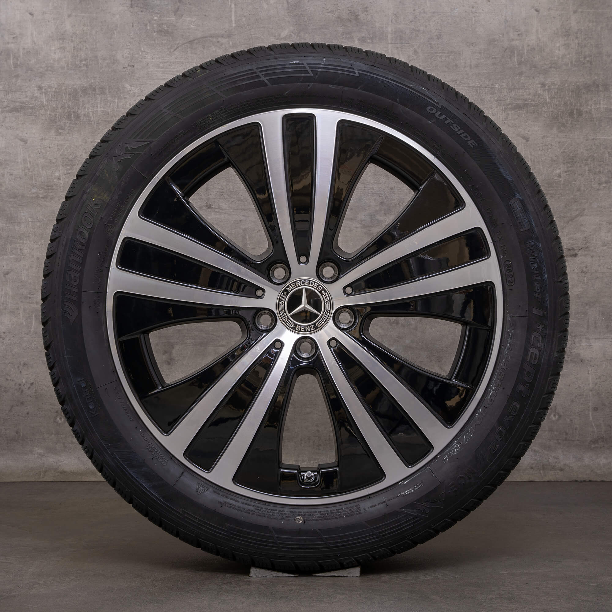 Orijinal Mercedes Benz EQE kış jantları 19 inç V295 jantlar A2954011200 siyah parlak tornalanmış