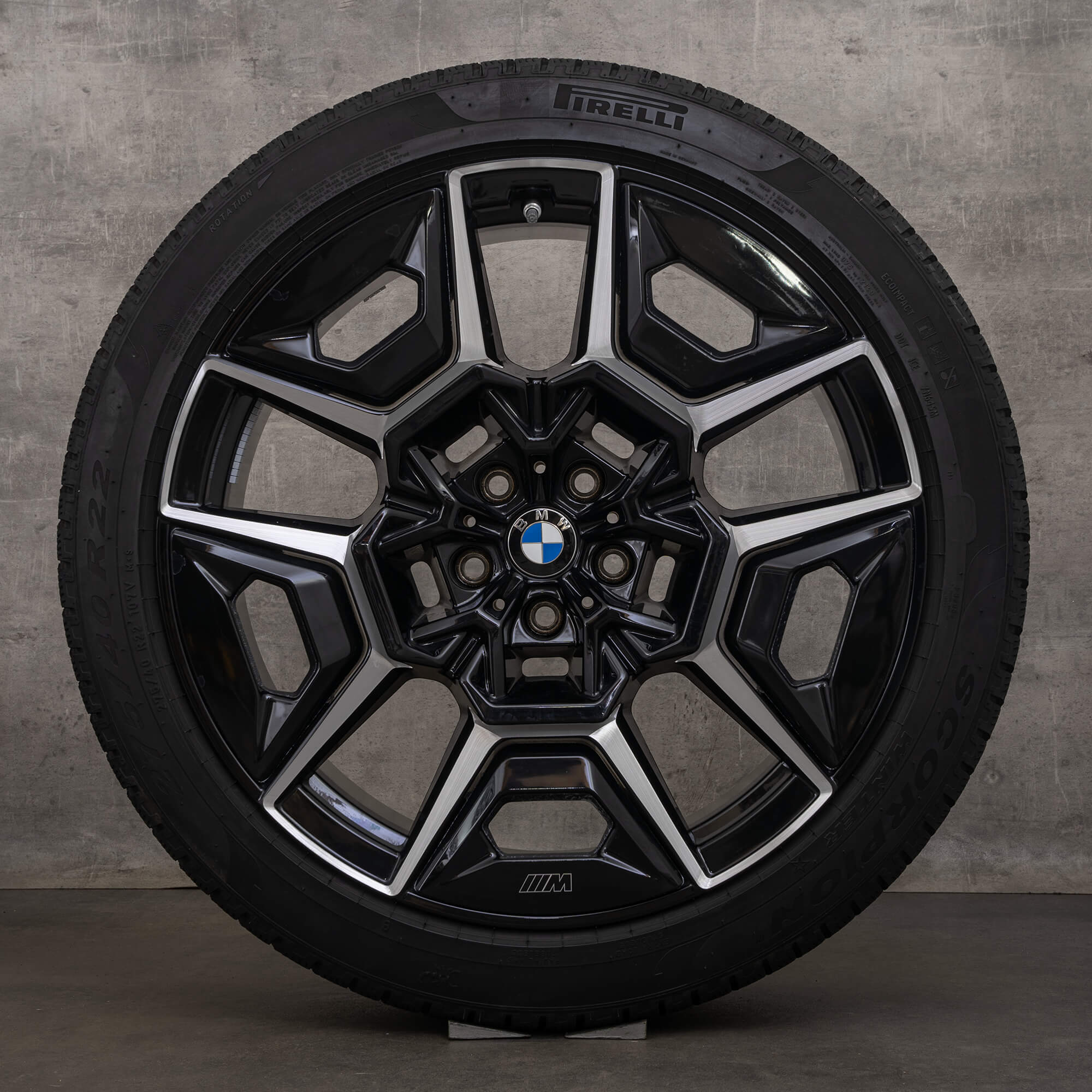 Original BMW XM Winterräder 22 Zoll G09 Felgen Styling 922 M 1543987 1543988 jet blach glanzgedreht