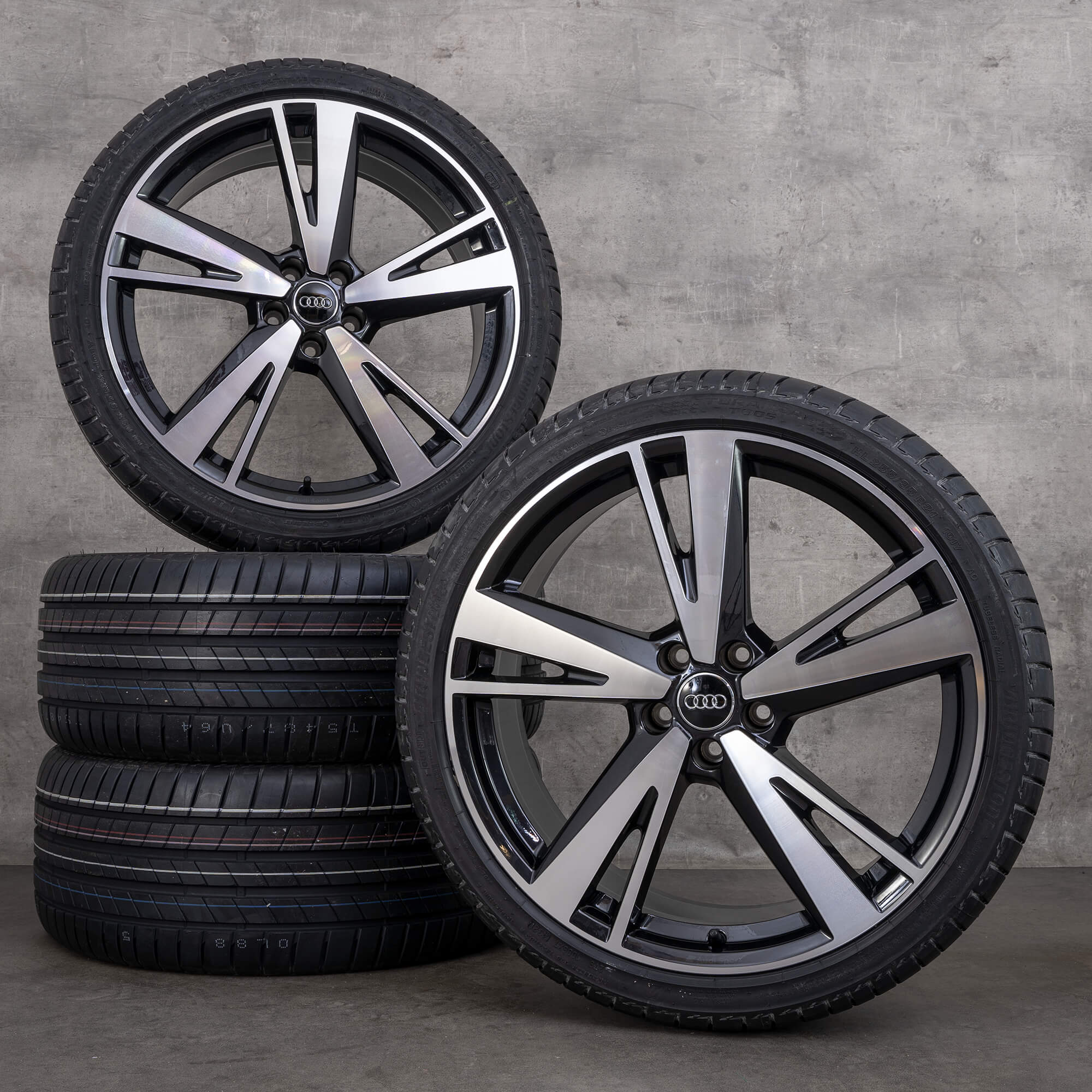 OEM Audi A6 S6 summer wheels 21 inch 4K C8 rims 4K0601025AG Blade black glossy turned NEW