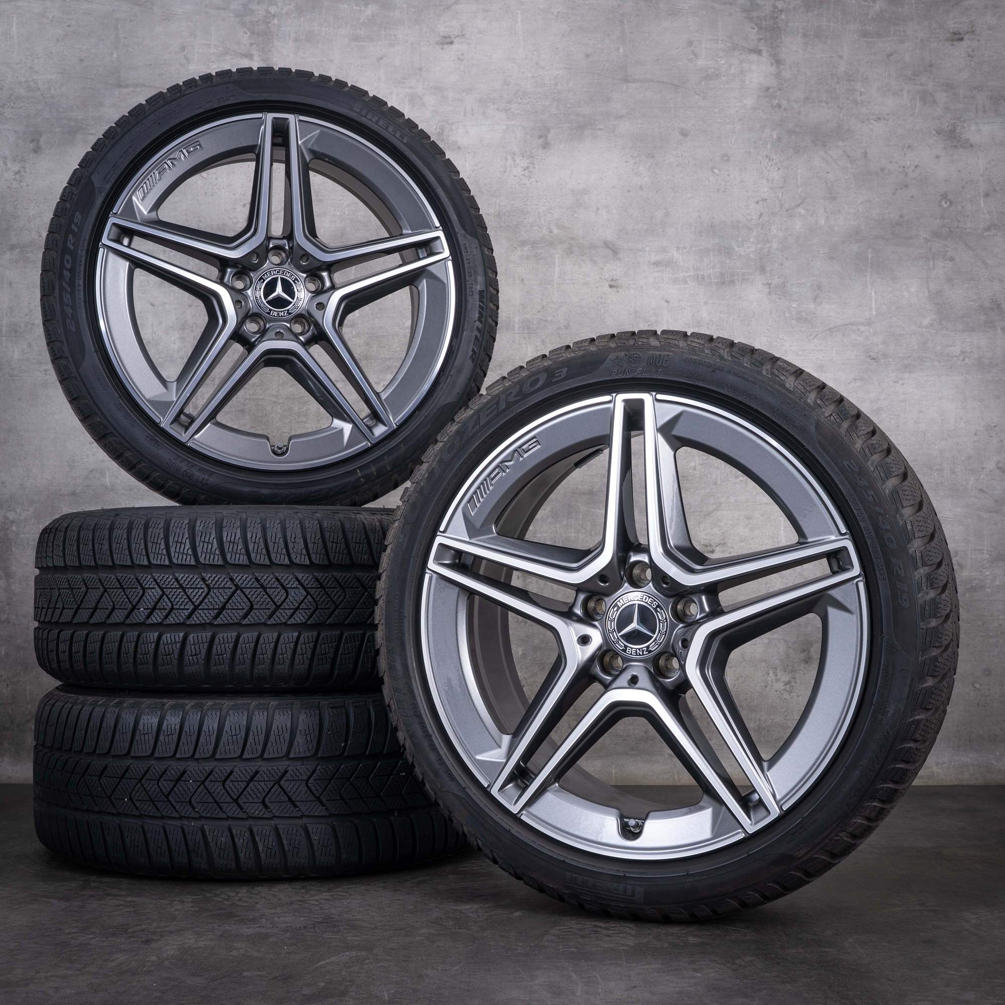 Oryginalne koła zimowe Mercedes-Benz CLS AMG 19 cali felgi C257 A2574011500 kolor himalaya grey w wersji z efektem diamond cut