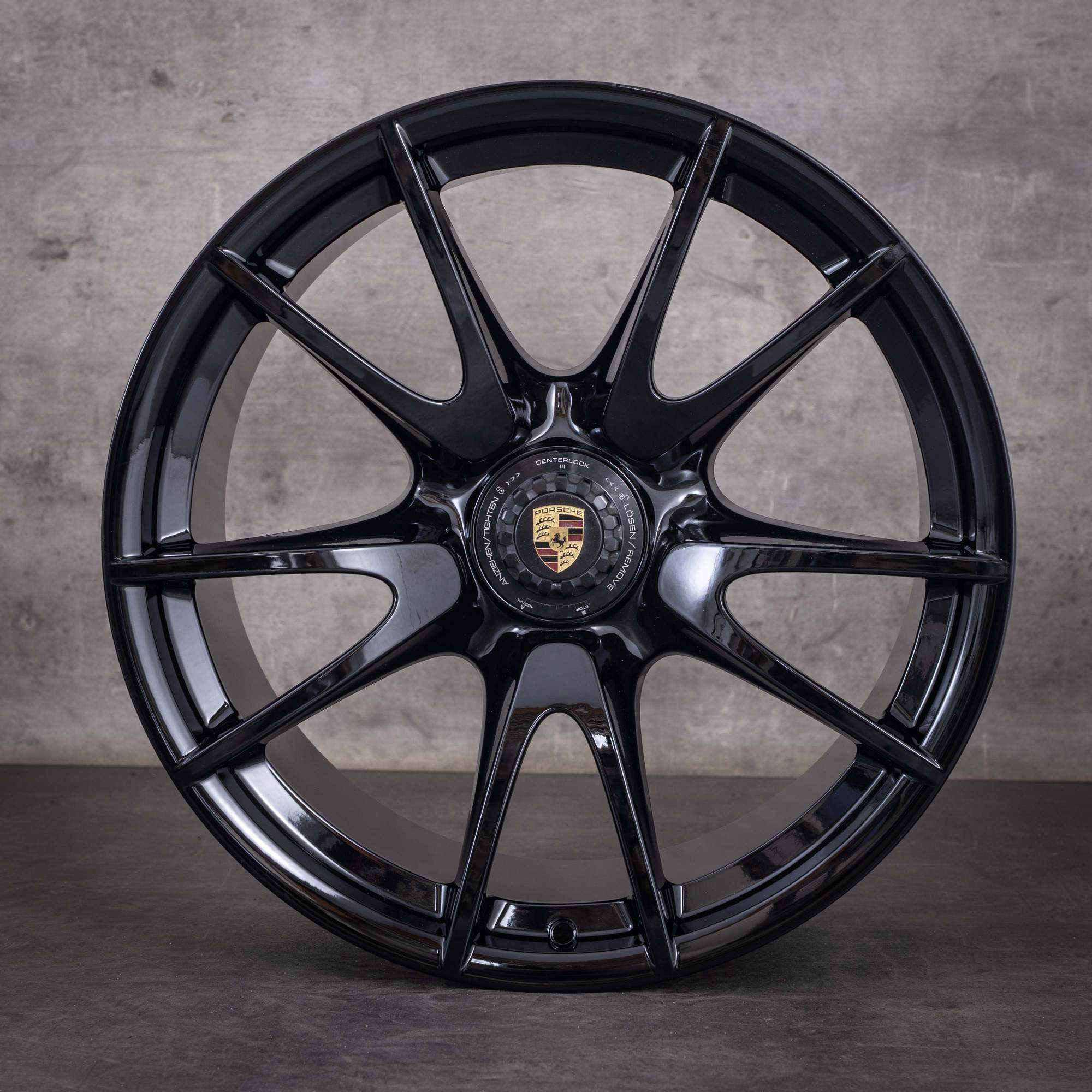 Original Porsche 997 Felgen 19 Zoll GT3 RS 99736215796 99736216591 schwarz glanz NEU