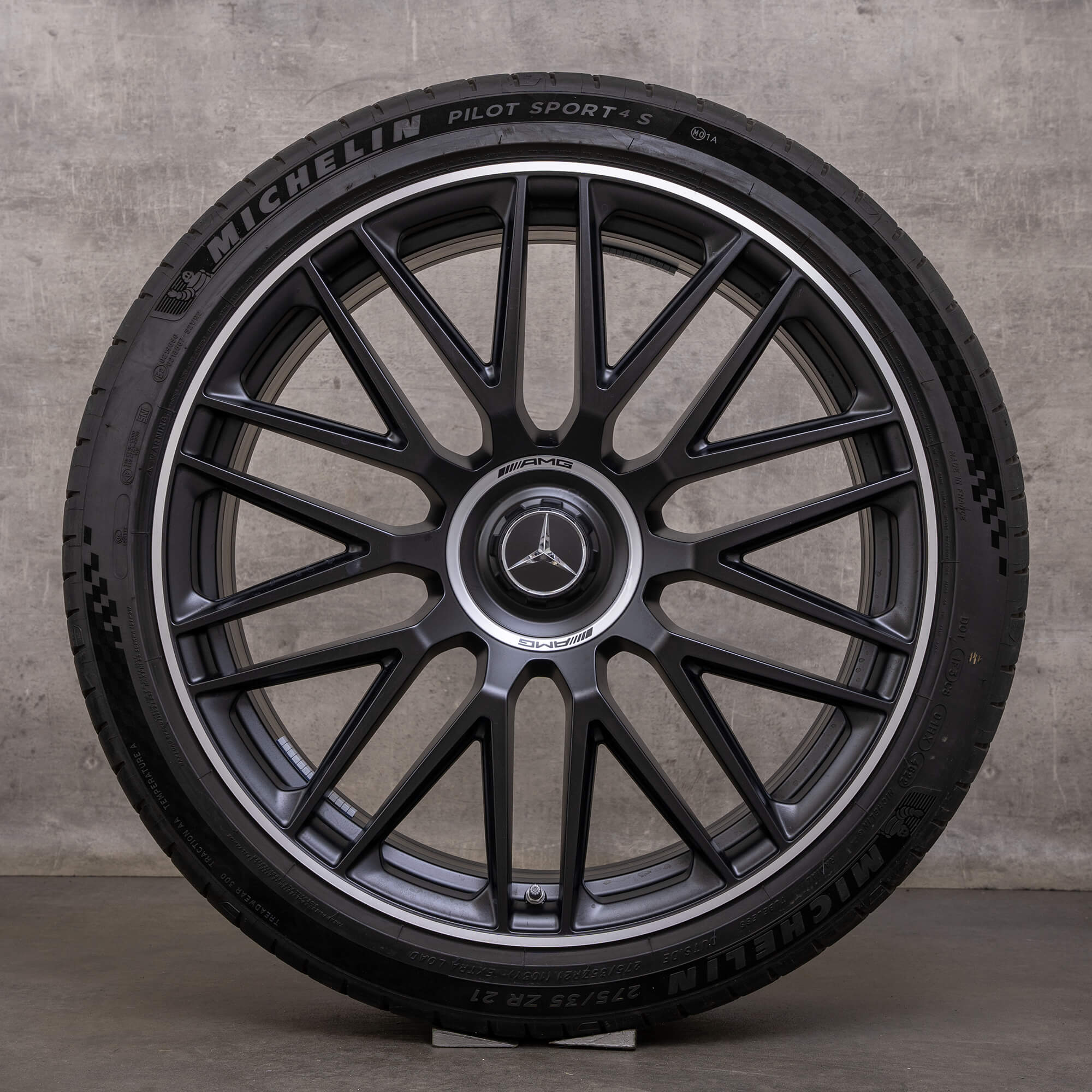 Ægte Mercedes Benz SL 43 55 63 AMG fælge 21 tommer R232 sommerhjul A2324012900 A2324013000 sort mat blank drejet
