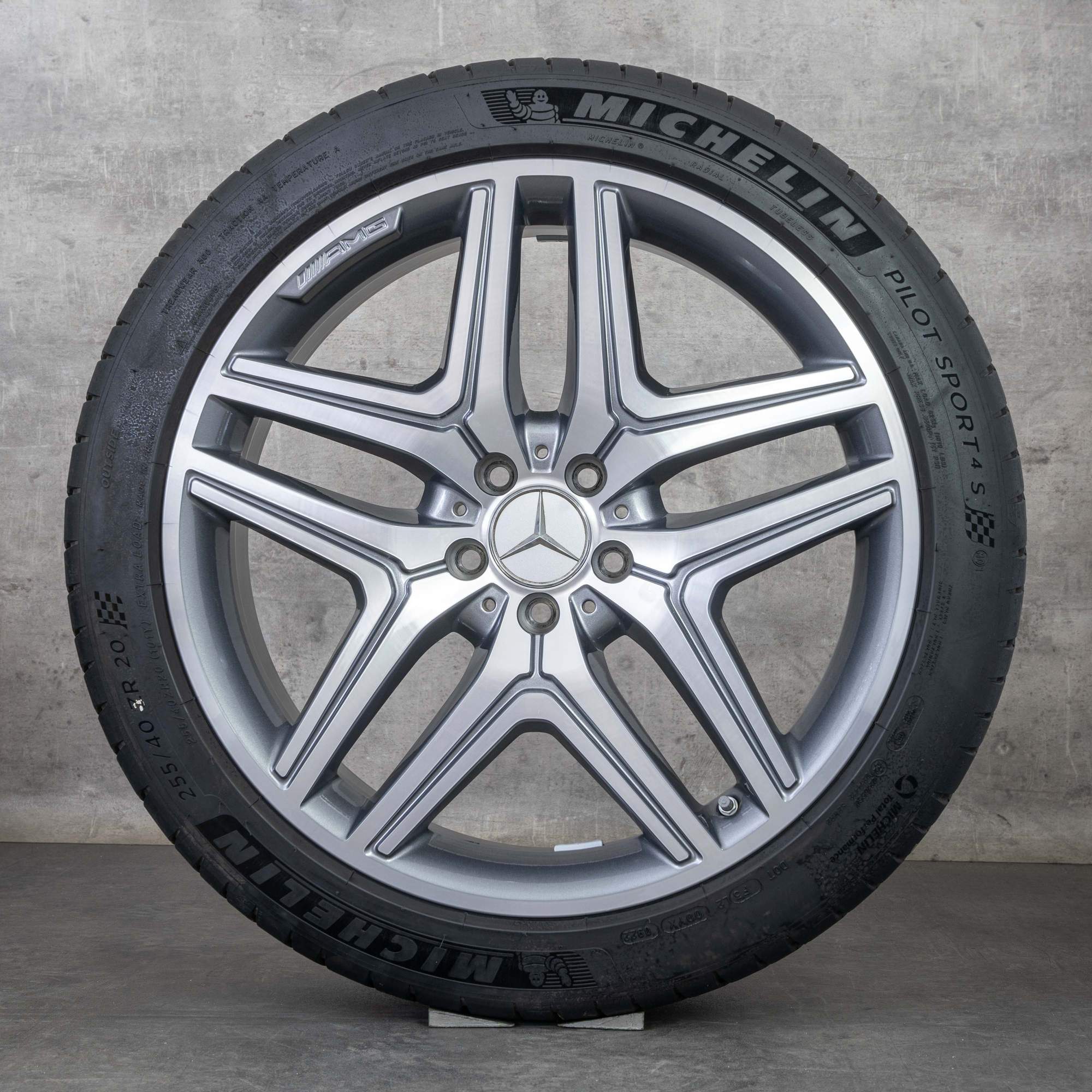Oryginalne felgi Mercedes-Benz GLA GLB 35 45, 20 cali, X247 H247, koła letnie A2474012000, kolor himalaya grey, Polerowane na wysoki połysk, NOWE