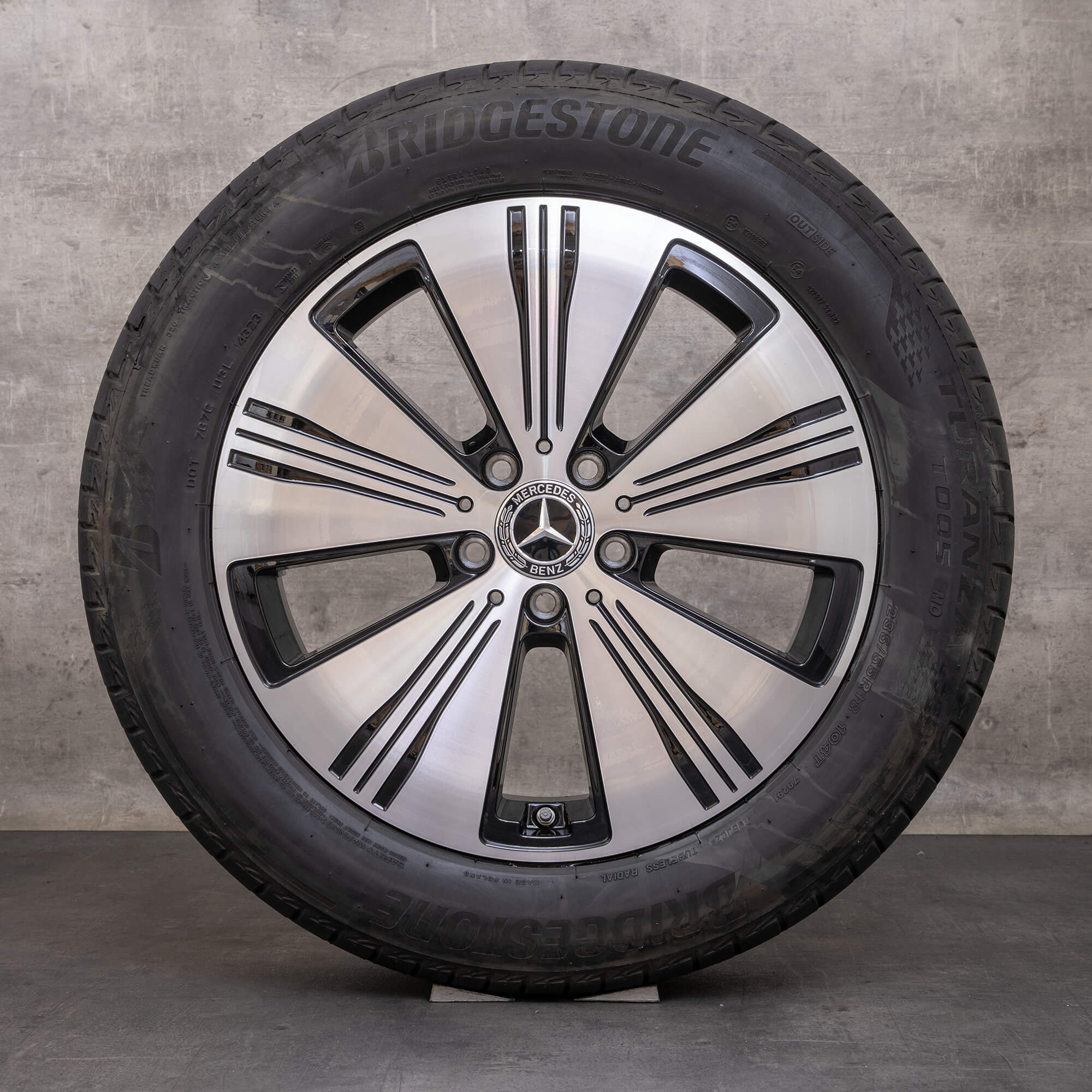 Original Mercedes Benz EQA EQB felger 18-tommers H243 X243 sommerhjul A2434010100 svart blank dreid
