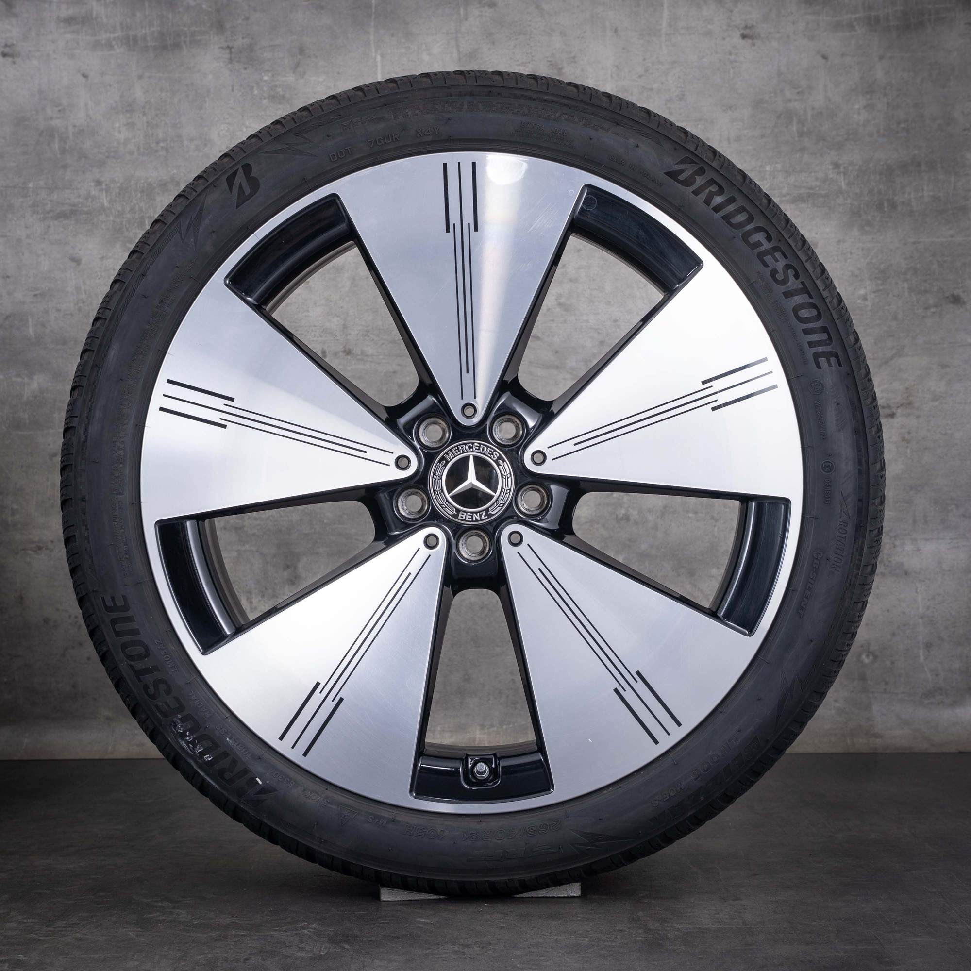 Original Mercedes Benz EQS Winterräder 21 Zoll V297 Felgen A2974011100 schwarz front glanzgedreht - Rad 4 von 4