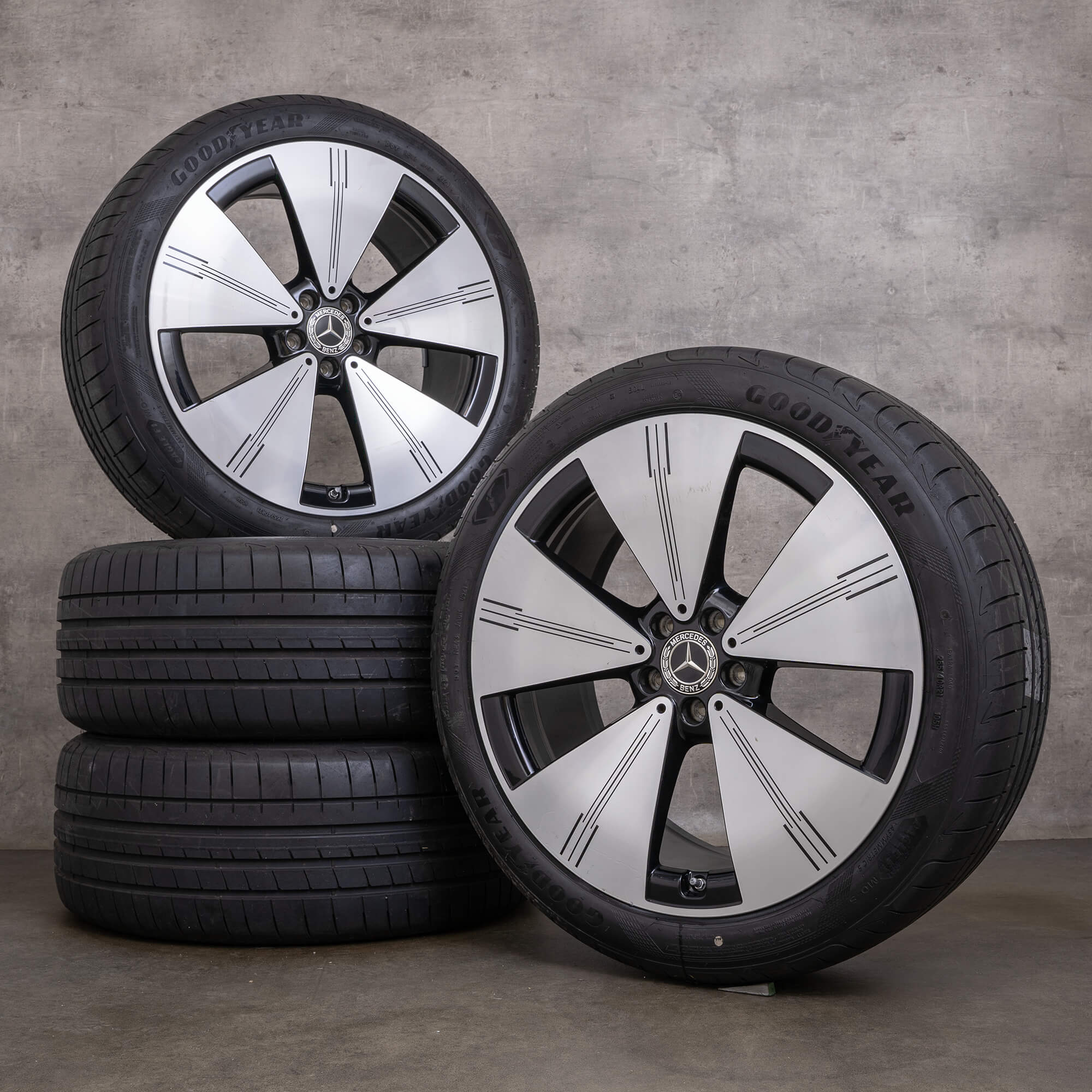 Original Mercedes Benz EQS Jantes 21 pouces V297 Roues d'été A2974011100 noir brillant