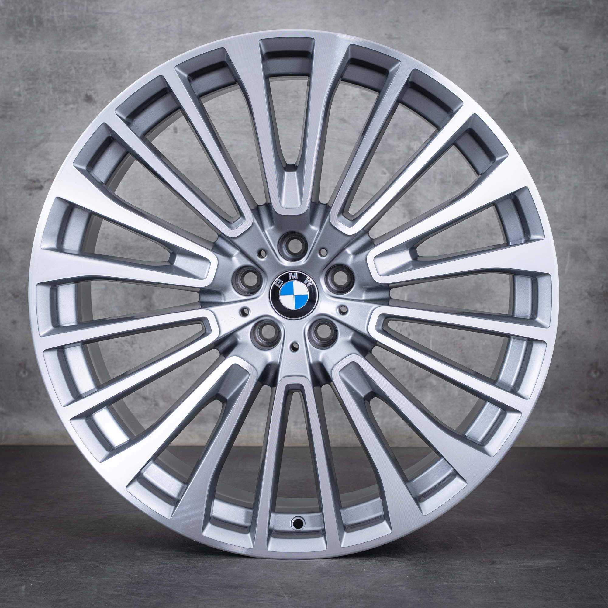 Originale BMW X7 felger 22 tommers G07 sommerhjul styling 757 6885144 6885463 jerngrå frontpolert