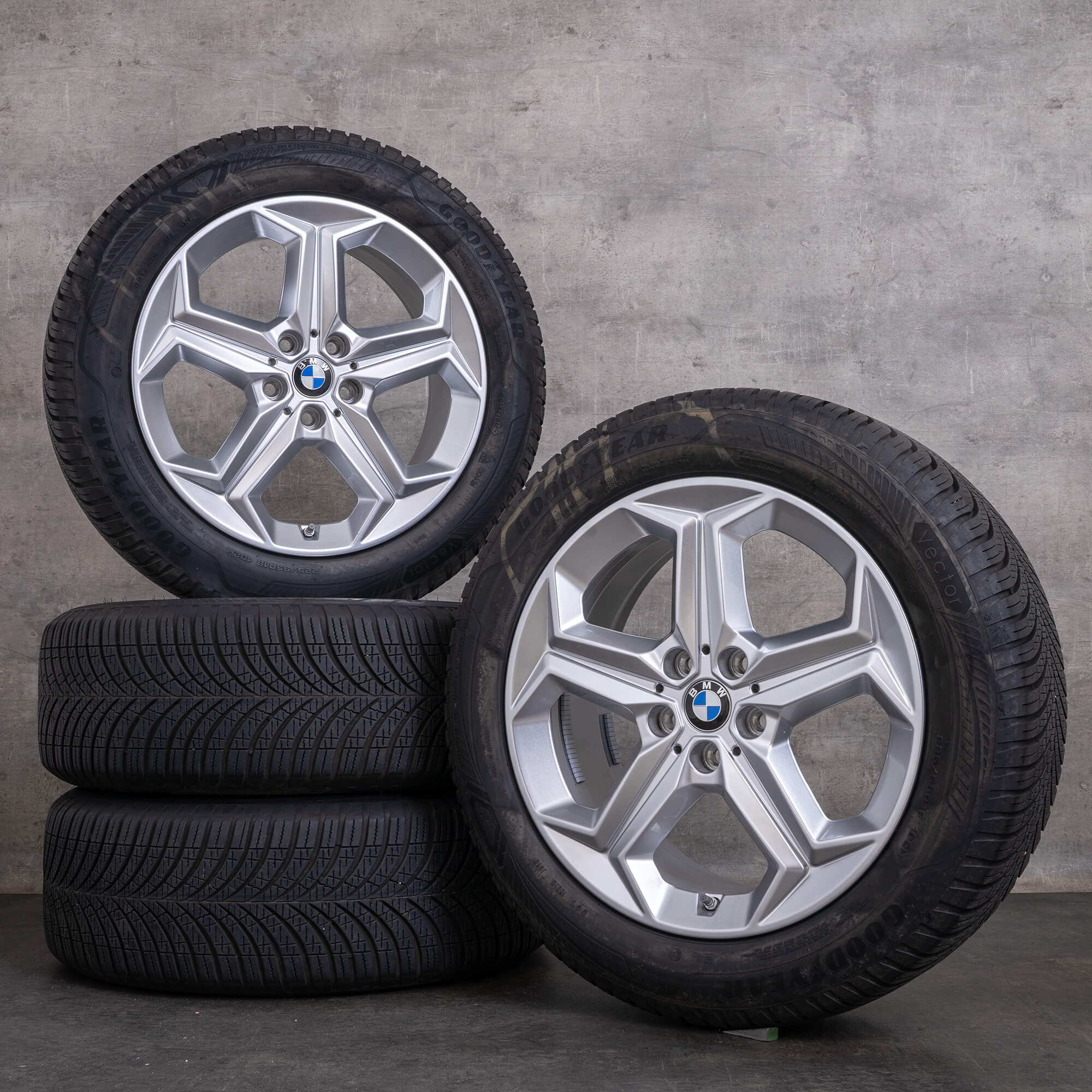 Jante originale BMW X1 iX1 X2 iX2 18 inch U10 U11 Styling 865 anvelope all weather 6898039 argint lucios